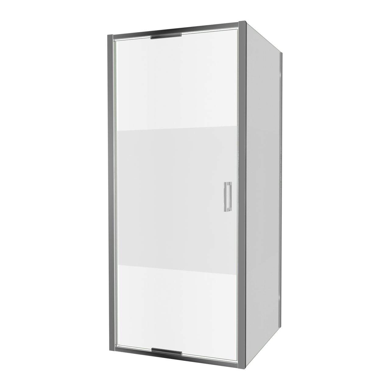 Luca Varess Vidor In paroi de douche avec porte pivotante et paroi latérale fixe 90 x 90 cm verre transparent avec bande matte profil chrome brillant