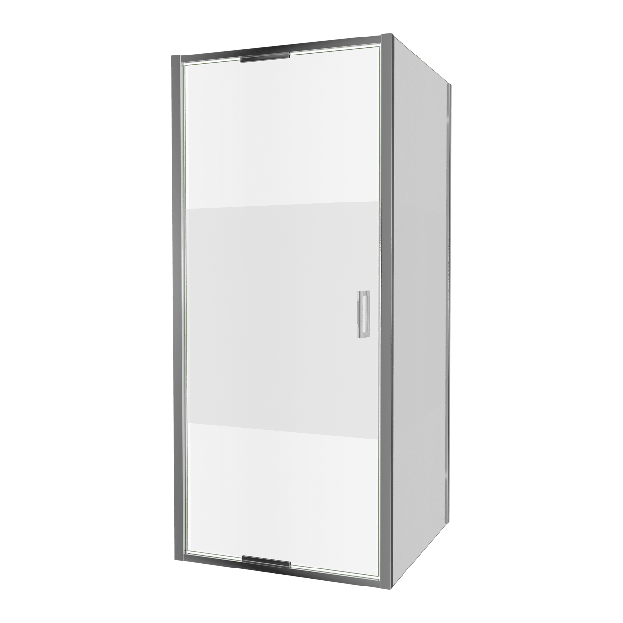 Luca Varess Vidor In douchehoek met draaideur en vaste zijwand 90 x 90 cm Helder glas met matte strook glans chroom profiel