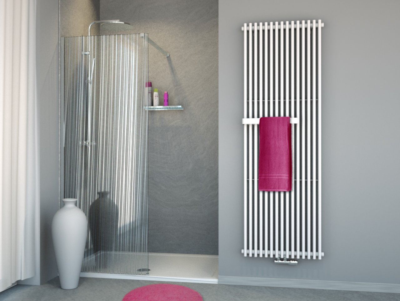 Balmani Modular Nischendusche 80 x 200 cm, Mikado Glas, Profil chrom glänzend