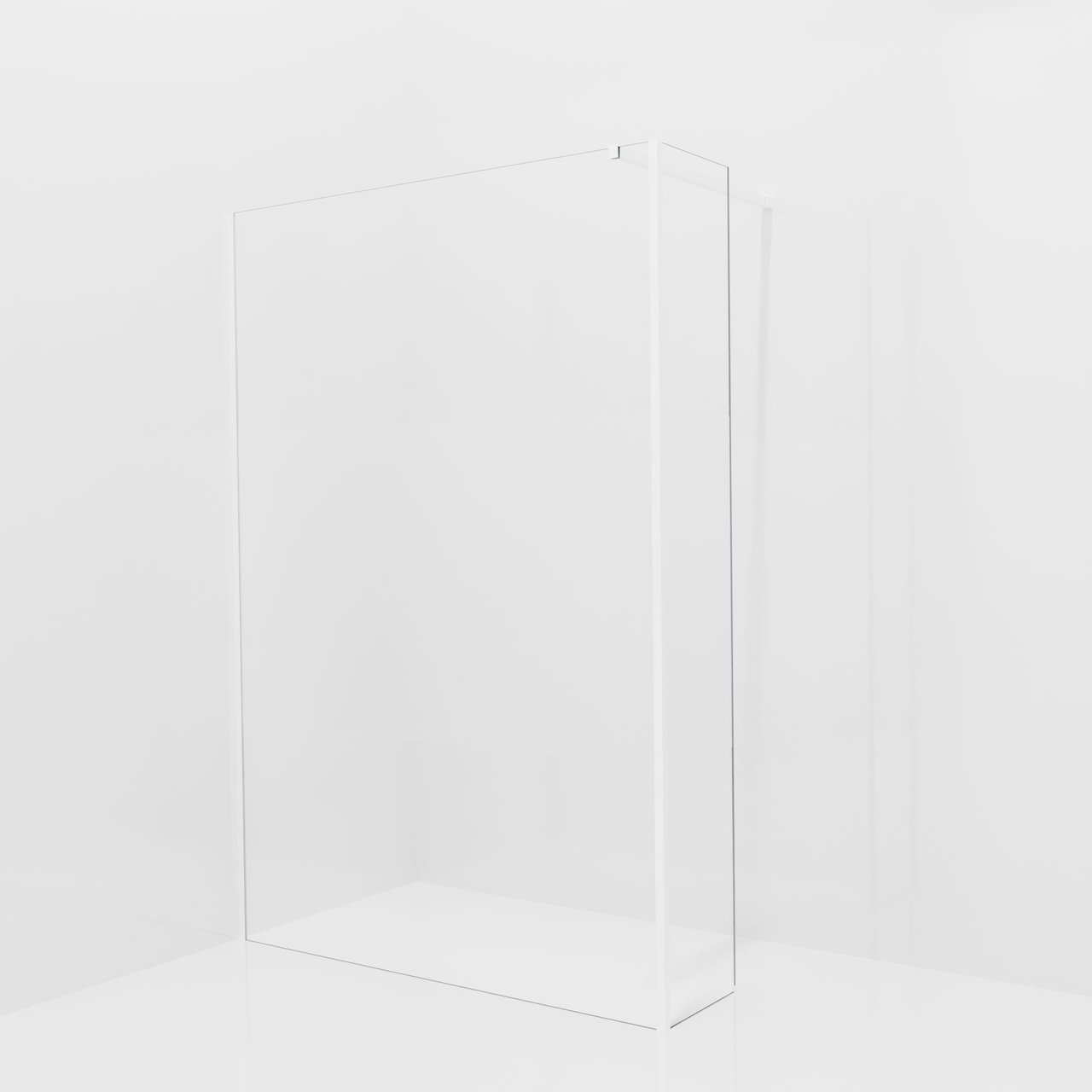 Balmani Modular Walk-In Dusche mit fester Seitenwand: 140 x 200 cm, Klarglas mit mattiertem Streifen, Profil Weiß matt