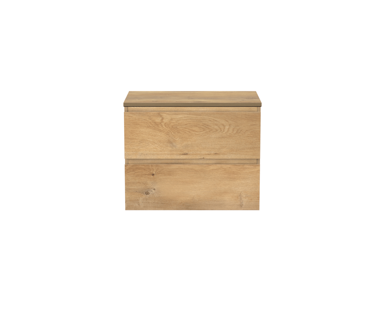 Linie Lado hängendes Möbelstück Set: 70 x 46 cm, Naturbelassene Eiche, mit Lado Einzel Waschtischplatte, Melamin Naturbelassene Eiche