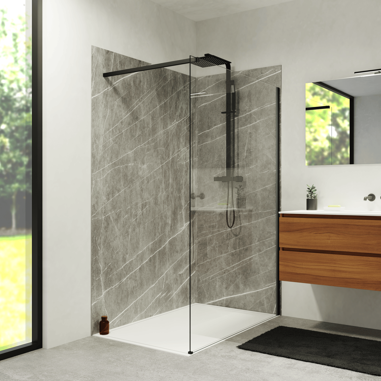 Balmani Endless douchebak 140 x 90 cm Solid Surface mat wit