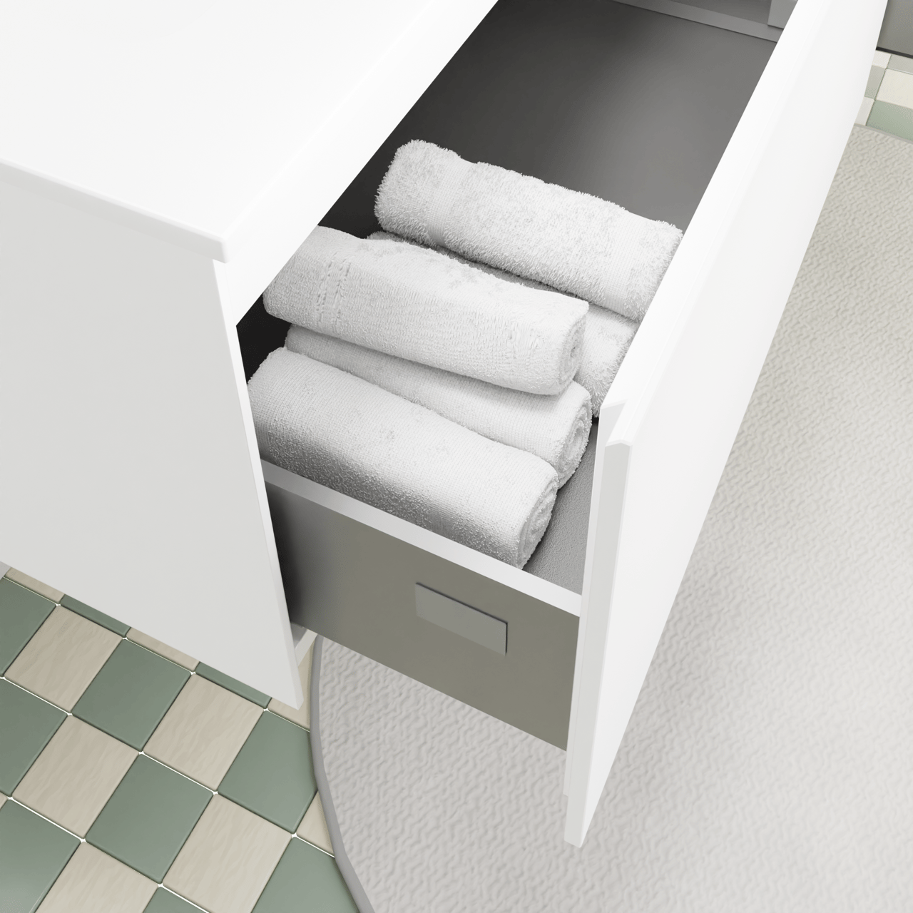 Storke Edge hängendes Möbelstück Set: 150 x 52 cm, Weiß matt, mit Mata Doppelwaschtisch, Solid Surface Weiß matt