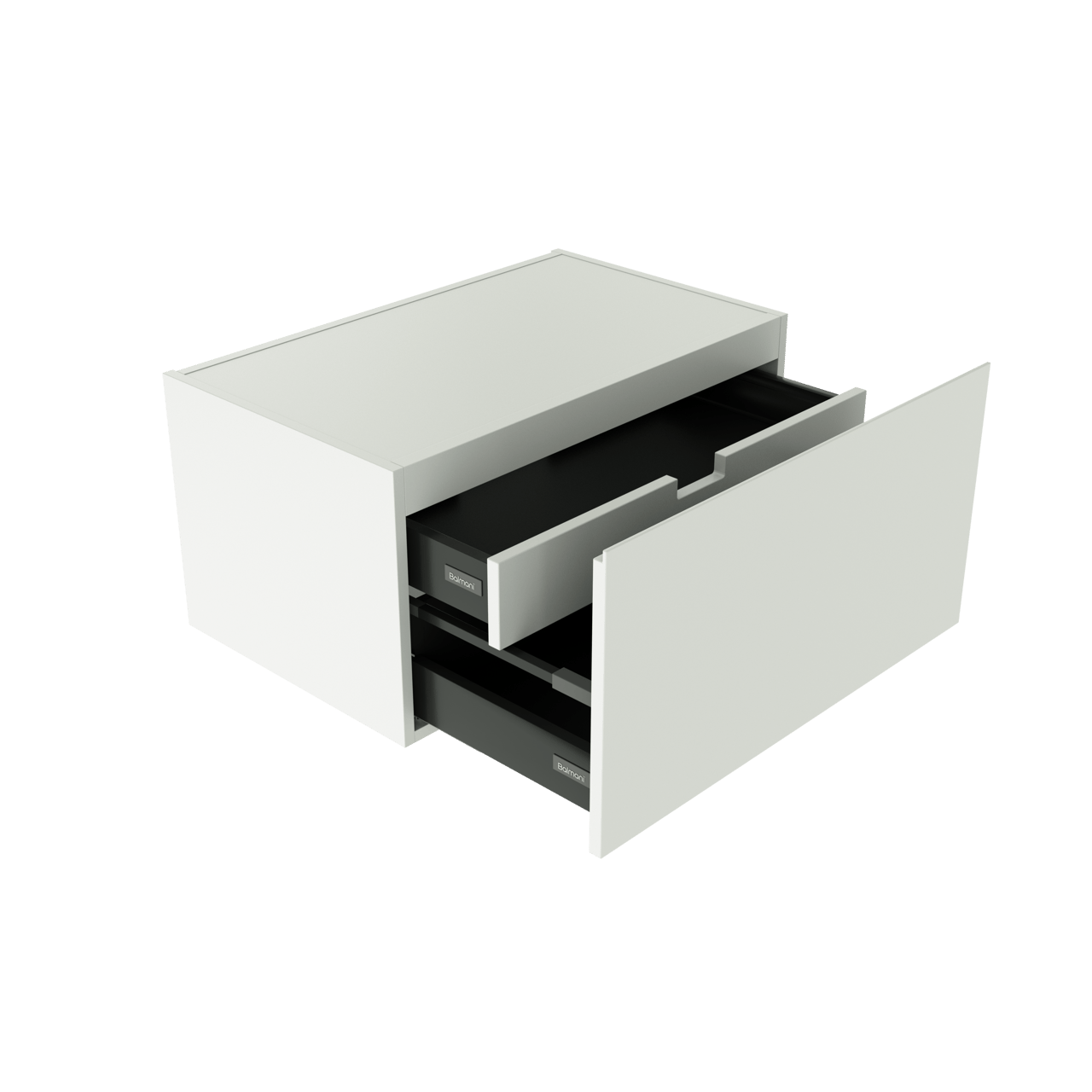 Balmani Studio hängender Waschbeckenunterschrank: 80 x 50 cm, Weiß matt, 2 Schubladen