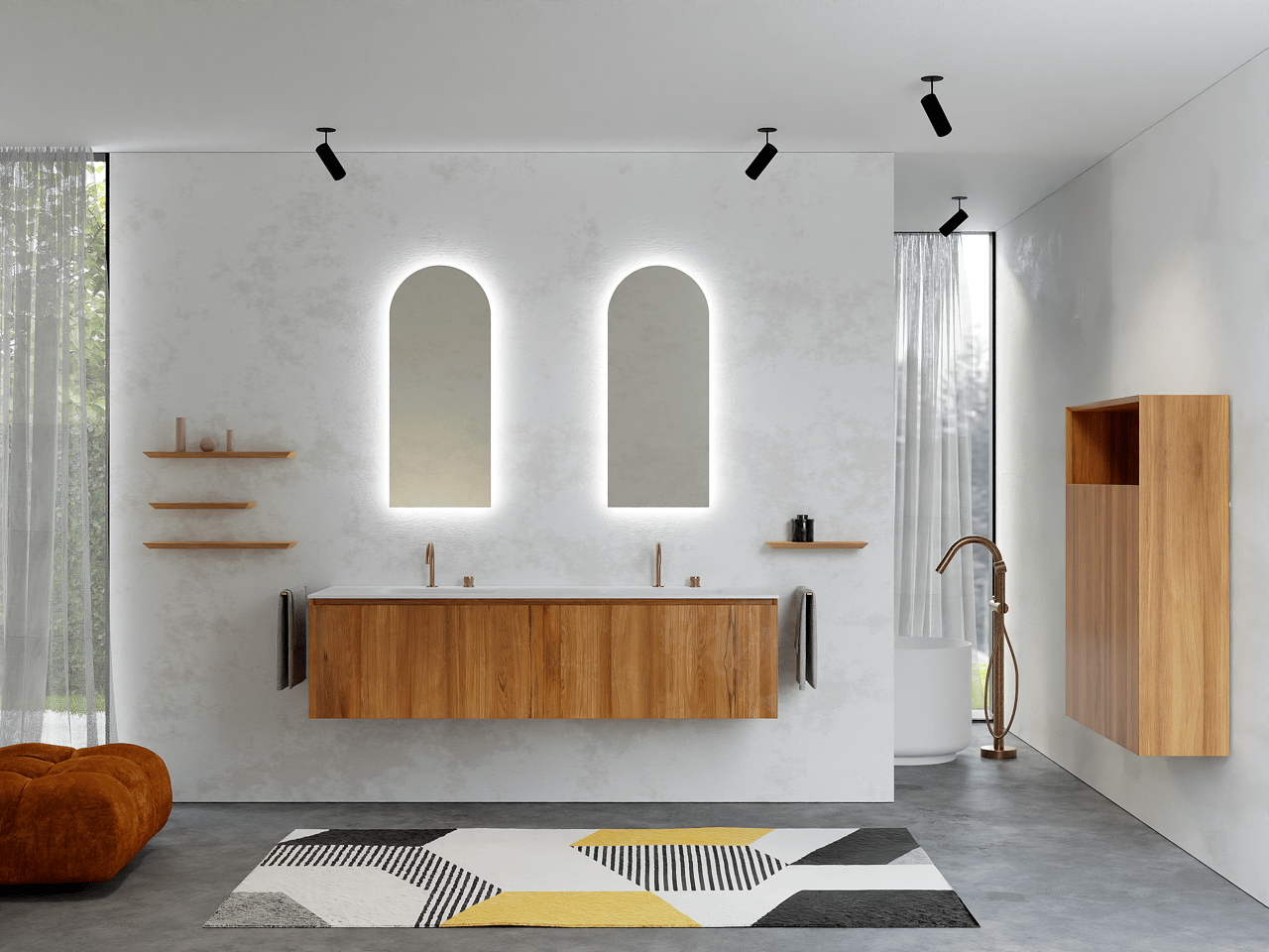 Balmani Giro Arco rondboog badkamerspiegel 42 x 100 cm met spiegelverlichting & anti-damp