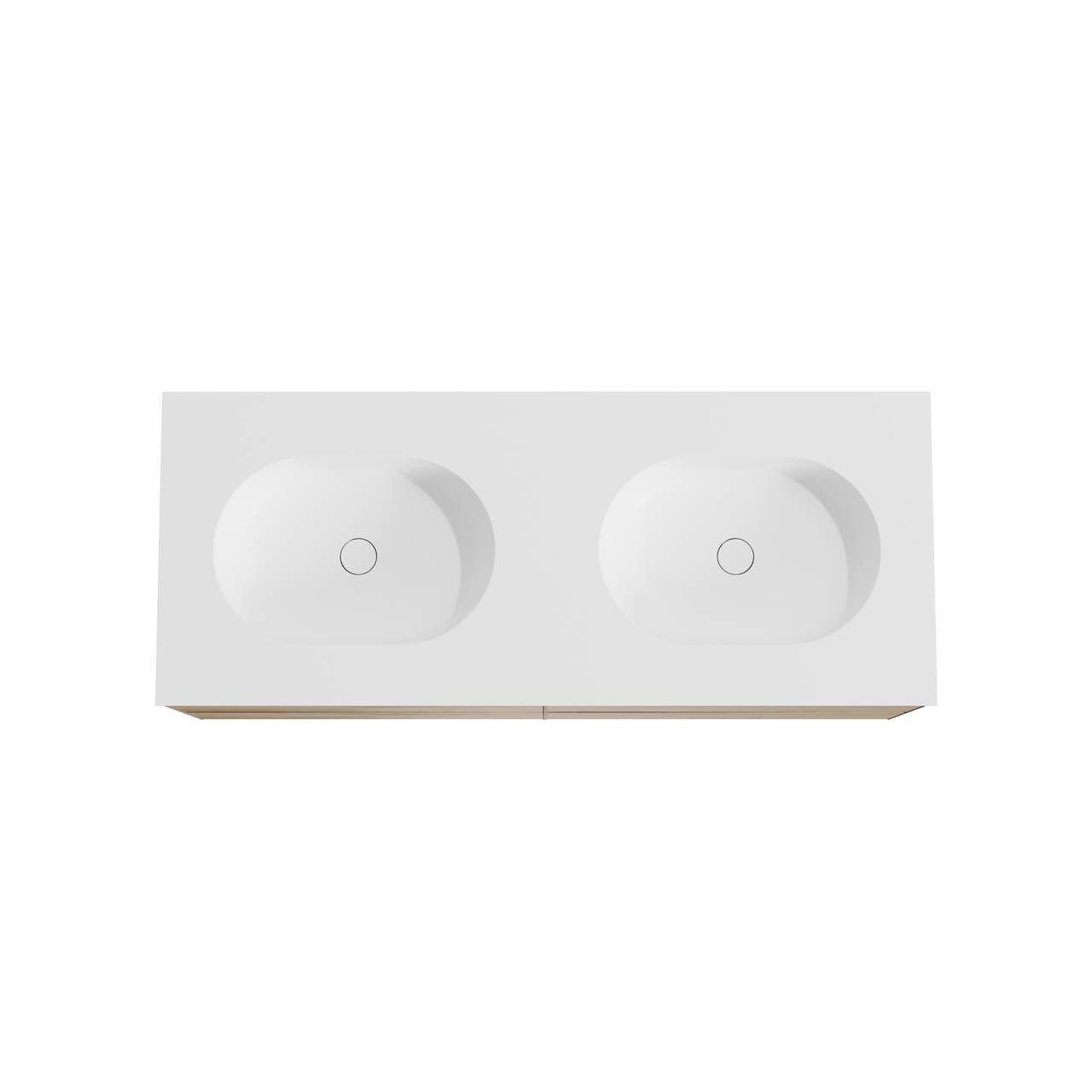 Balmani Mitra meuble salle de bains suspendu 135 x 55 cm chêne brut avec Tablo Oval double vasque en solid surface blanc mat