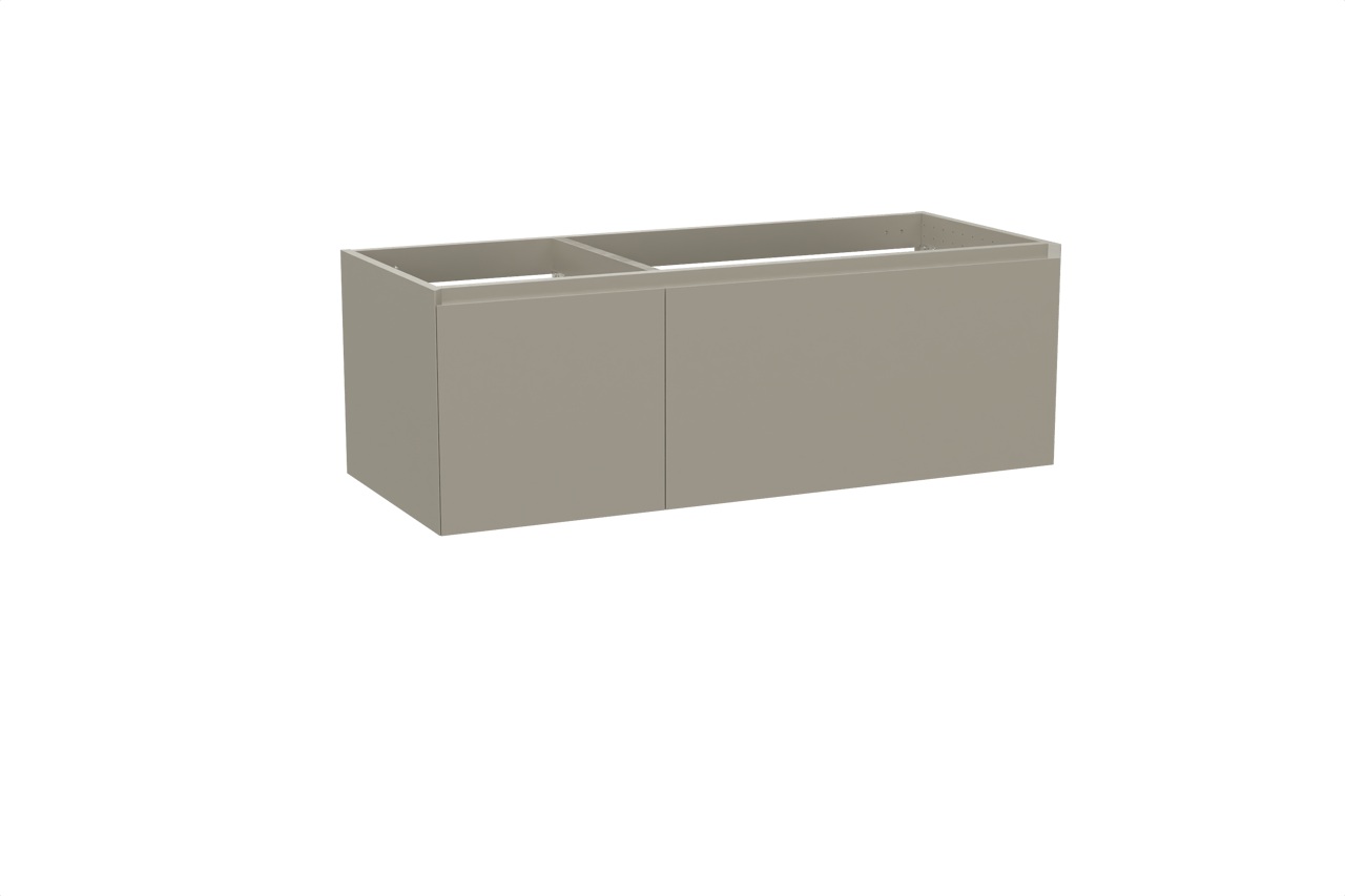 Balmani Idra hängender Waschbeckenunterschrank: 135 x 55 cm, asymmetrisch rechts, Stein Grau, 4 Schubladen