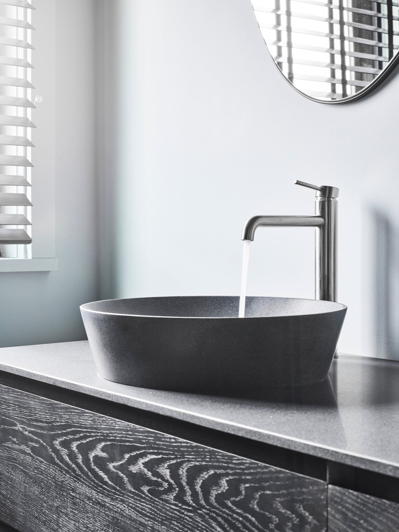 Balmani Still Aufsatzwaschbecken: Granit, poliert, rund, Ø 42.5 cm