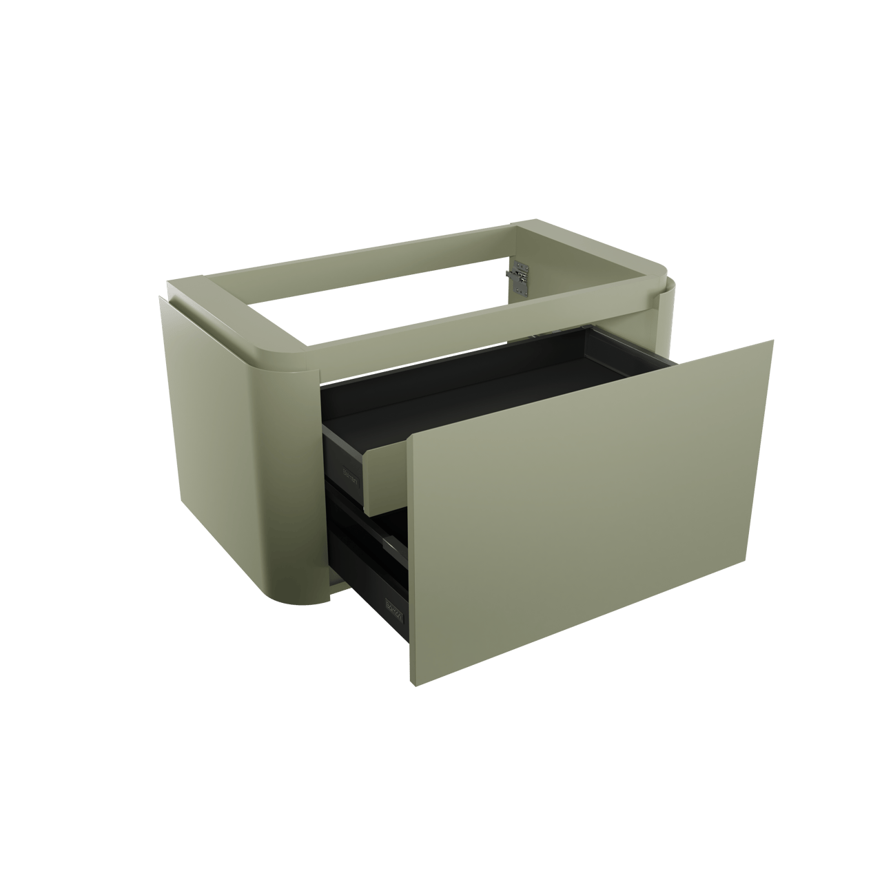 Balmani Moon hängender Waschbeckenunterschrank: 100 x 55 cm, Salbei Grün, 2 Schubladen