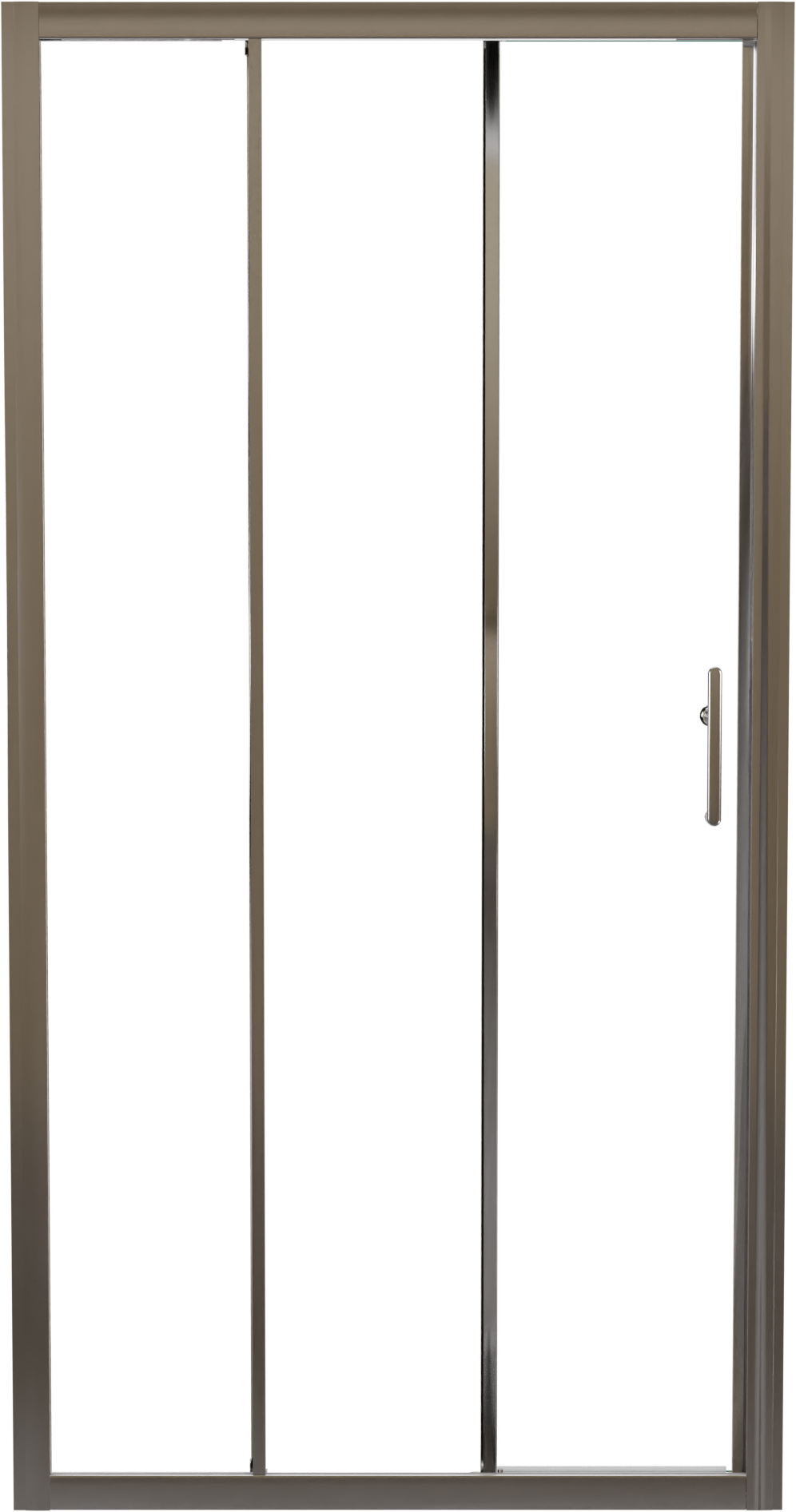 Linie Cadiz porte coulissante en trois parties 100 cm x 190 cm verre transparent profil chrome brossé