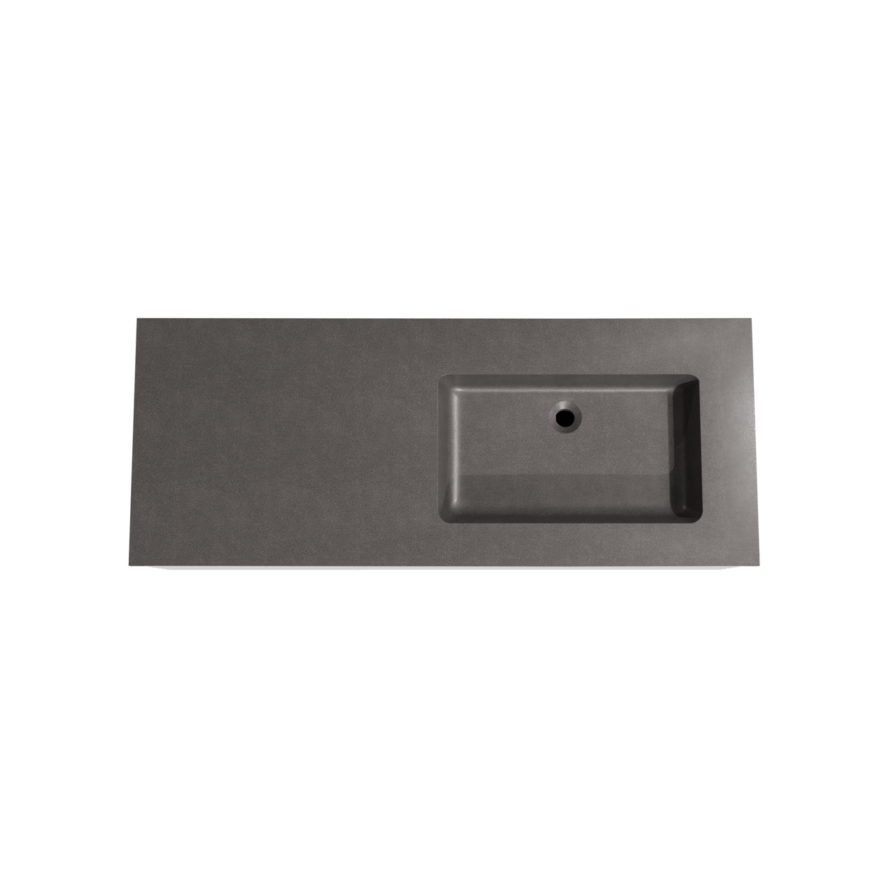 Storke Edge meuble salle de bains suspendu 130 x 52 cm blanc mat avec Scuro plan vasque asymétrique à droite en quartz noir mat