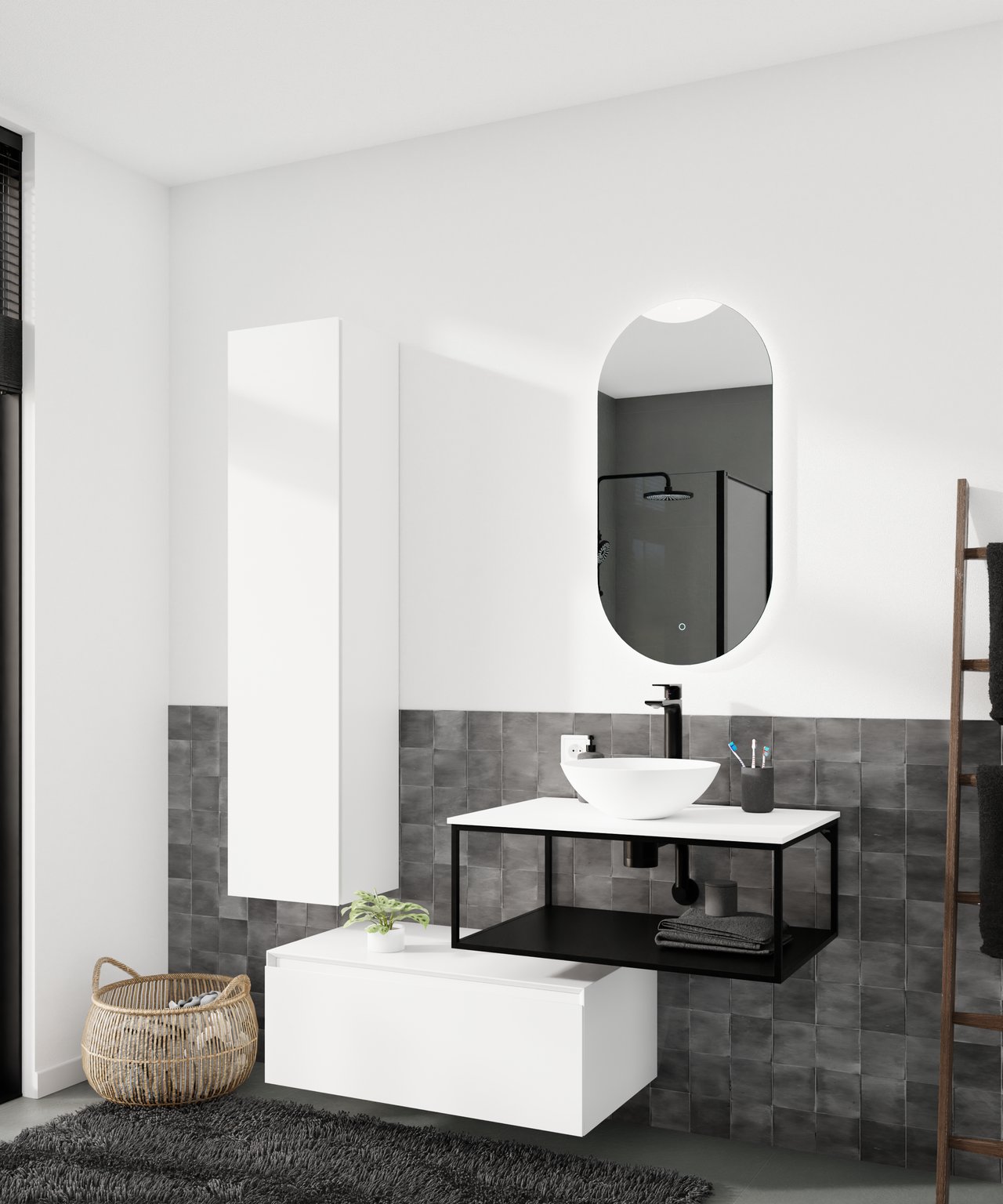 Storke Edge Modulo meuble sous-lavabo suspendu 85 x 48 cm blanc brillant 1 tiroir