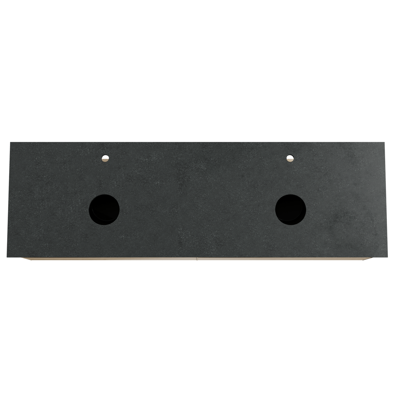 Balmani Mitra hängendes Möbelstück Set: 180 x 55 cm, Rohe Eiche, mit Facetta Doppel Waschtischplatte, Schwarzes Granit