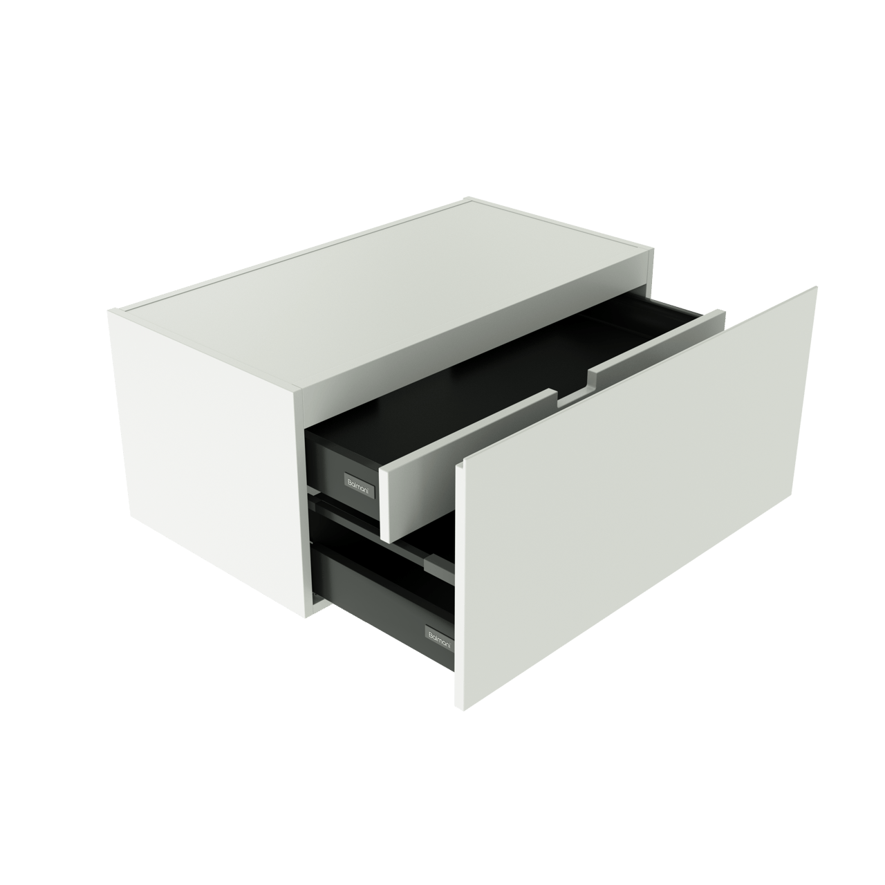 Balmani Studio hängender Bad-Unterschrank, 90 x 50 cm, weiß matt, 2 Schubladen