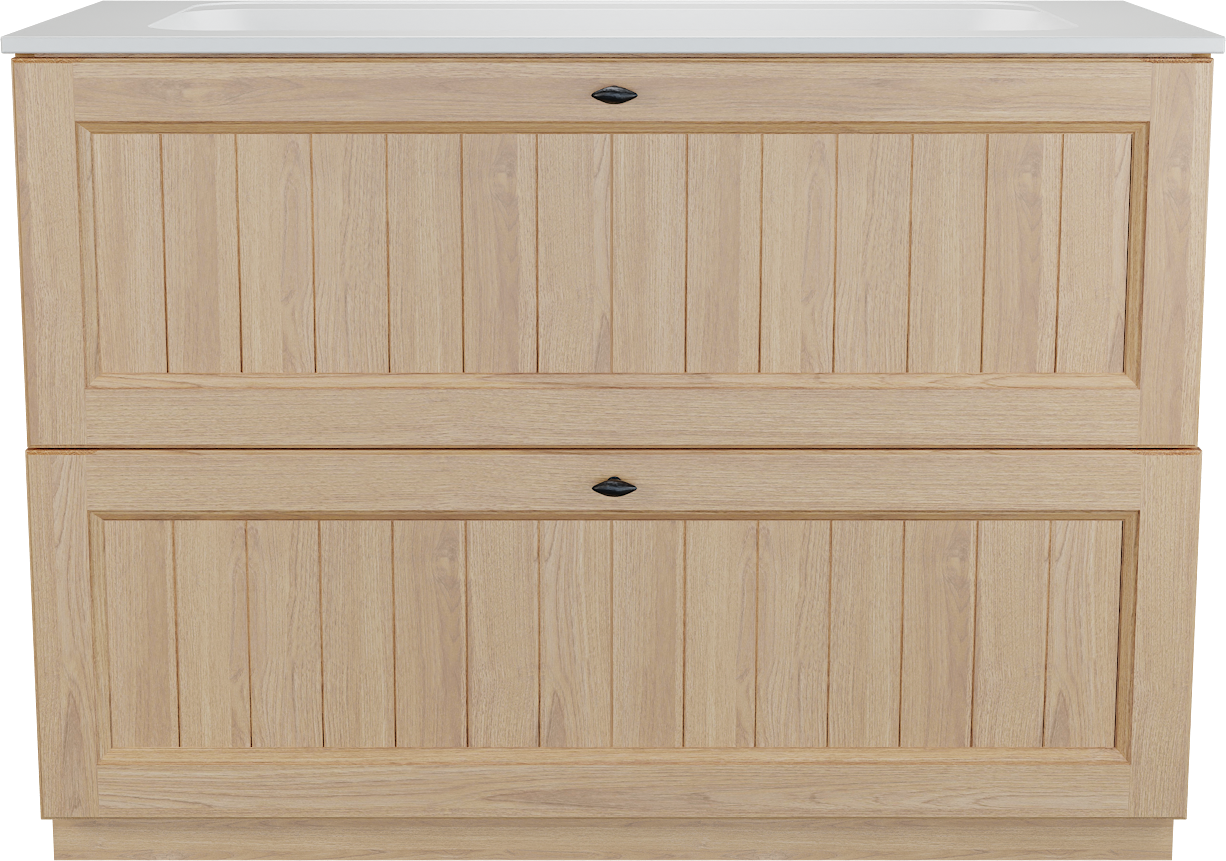 Balmani Lemon meuble salle de bains à poser 120 x 55 cm, placage chêne naturel avec Tablo Strada plan simple en blanc mat