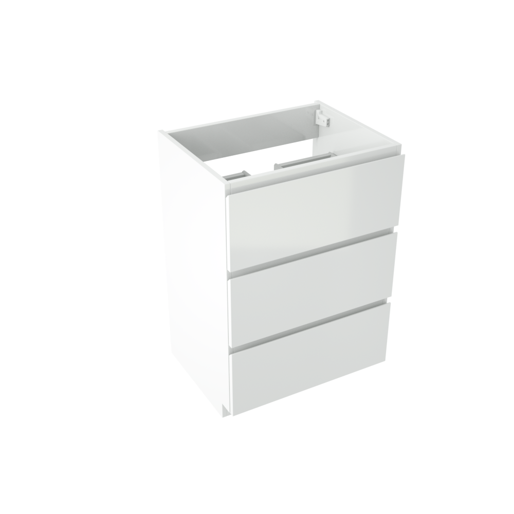 Storke Delta staande wastafelonderkast 60 x 48 cm hoogglans wit 3 lades