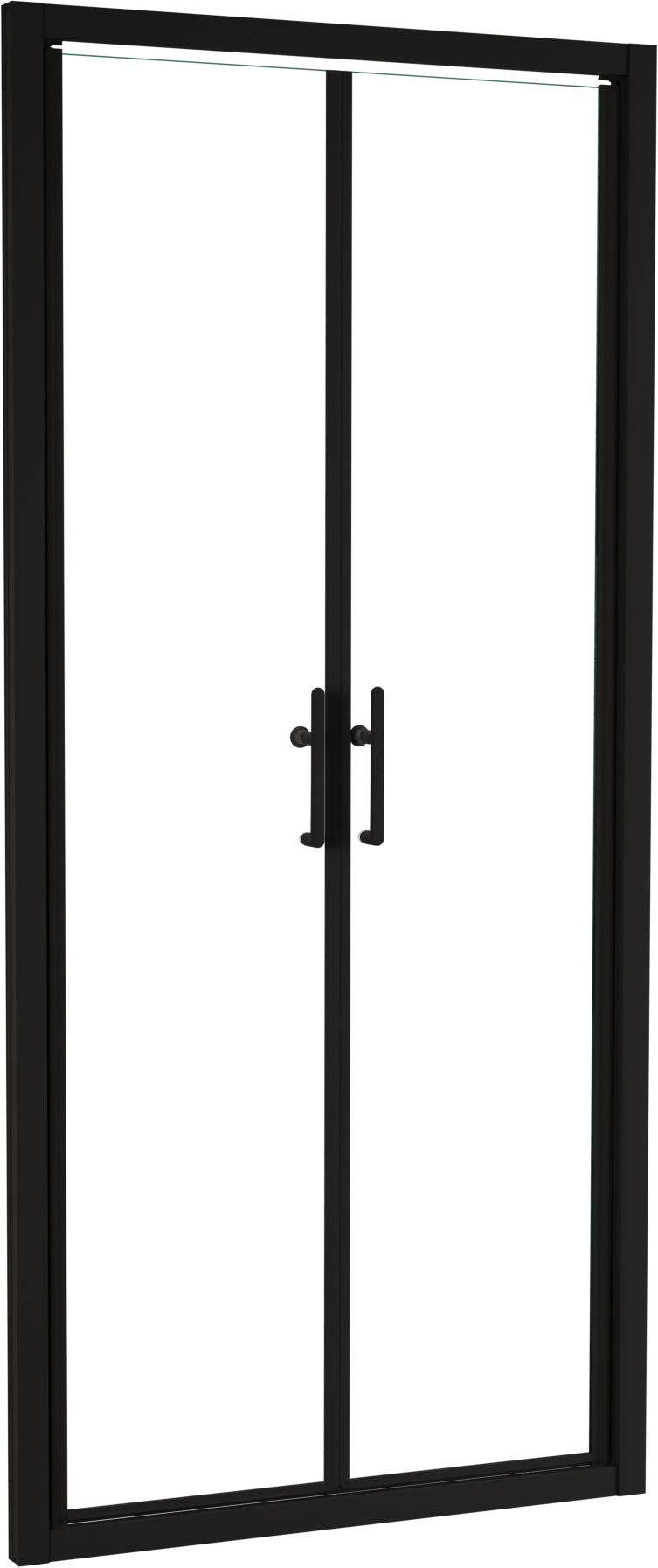 Linie Cadiz porte battante 90 cm x 190 cm verre transparent profil noir mat