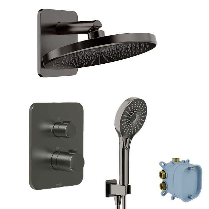 Blaufoss Smartbox Softline set de douche pluie encastré, élément encastré inclus