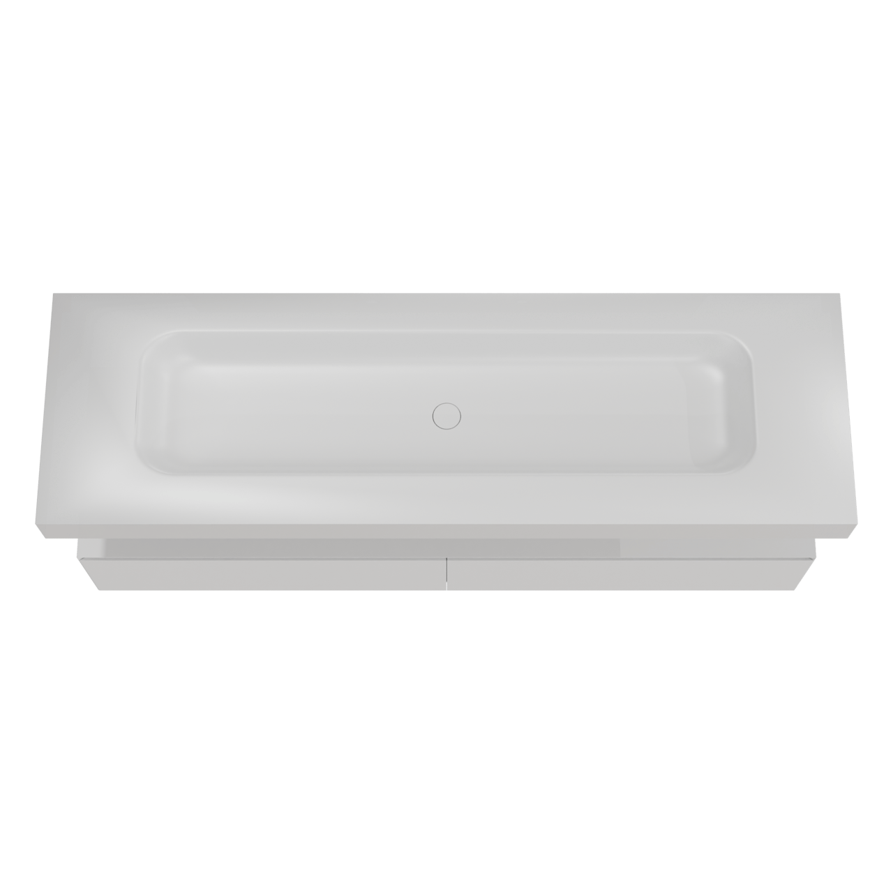 Balmani Mitra Elements hängendes Möbelstück Set: 180 x 55 cm, Weiß matt mit Arcato Einzelwaschtisch für 2 Armaturenlöcher, Solid Surface Weiß matt