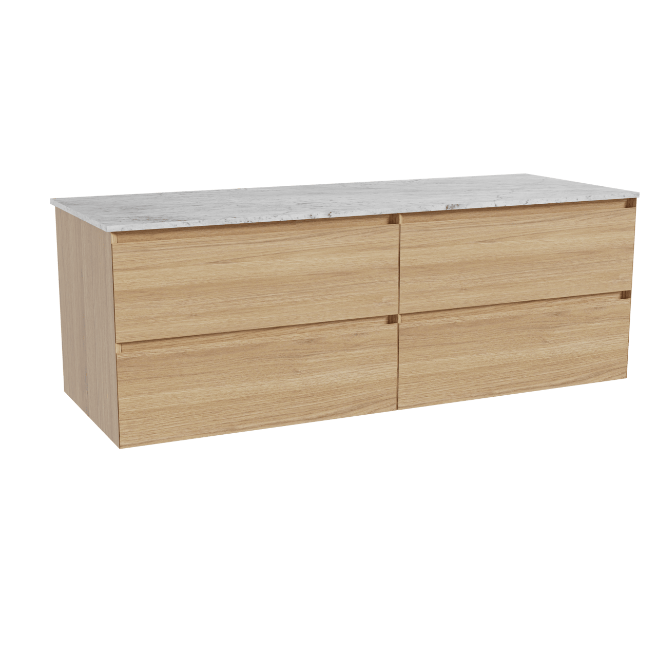 Balmani Mitra meuble salle de bains suspendu 150 x 55 cm chêne naturel avec Stretto tablette simple ou double en marbre carrara