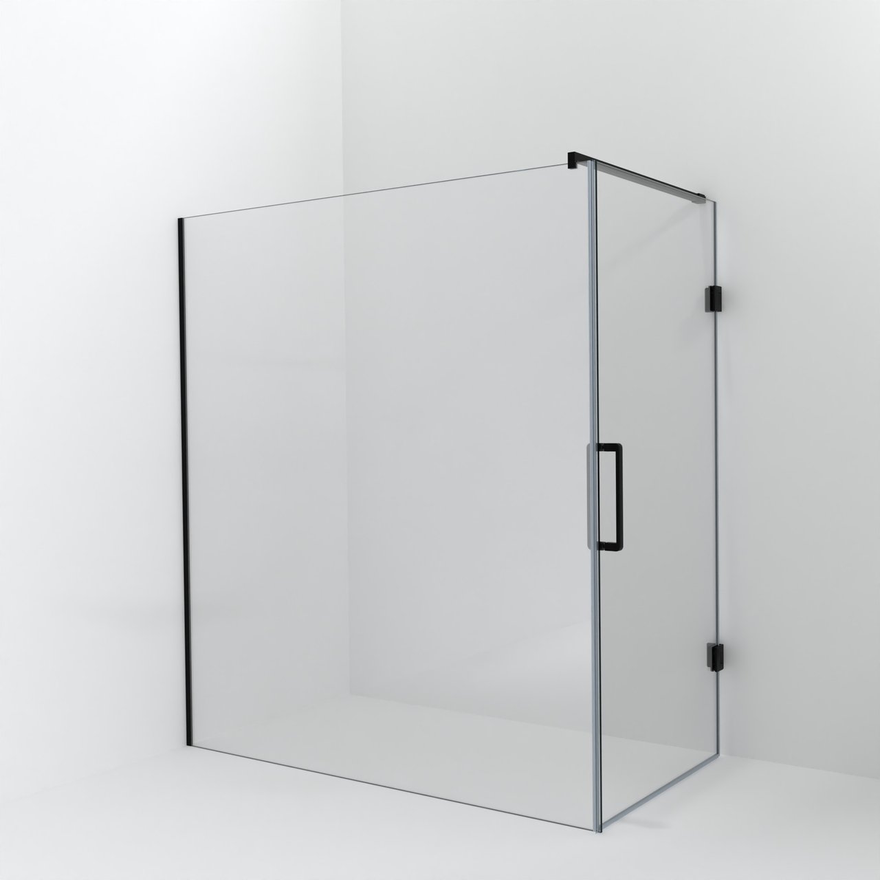 Balmani Modular inloopdouche met deur: 180 x 200 cm met deur 100 cm, Helder glas, Mat zwarte profielen