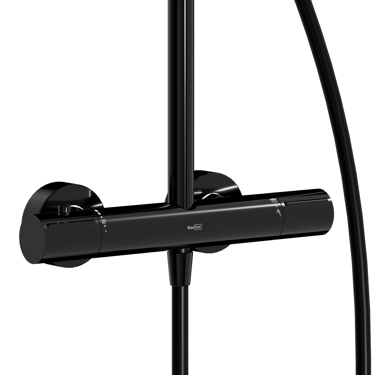 Blaufoss Round 300 colonne de douche de pluie robinet thermostatique Noir Brillant