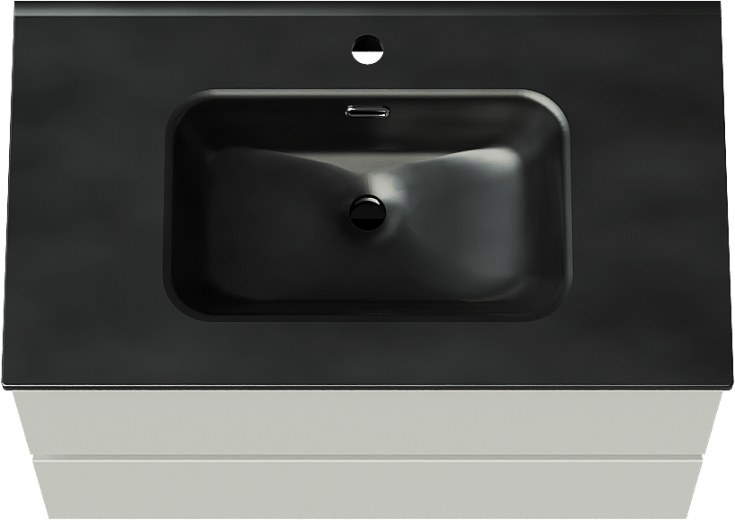 Linie Lado zwevend badmeubel 80 x 46 cm greige met Baro enkele wastafel in porselein mat zwart