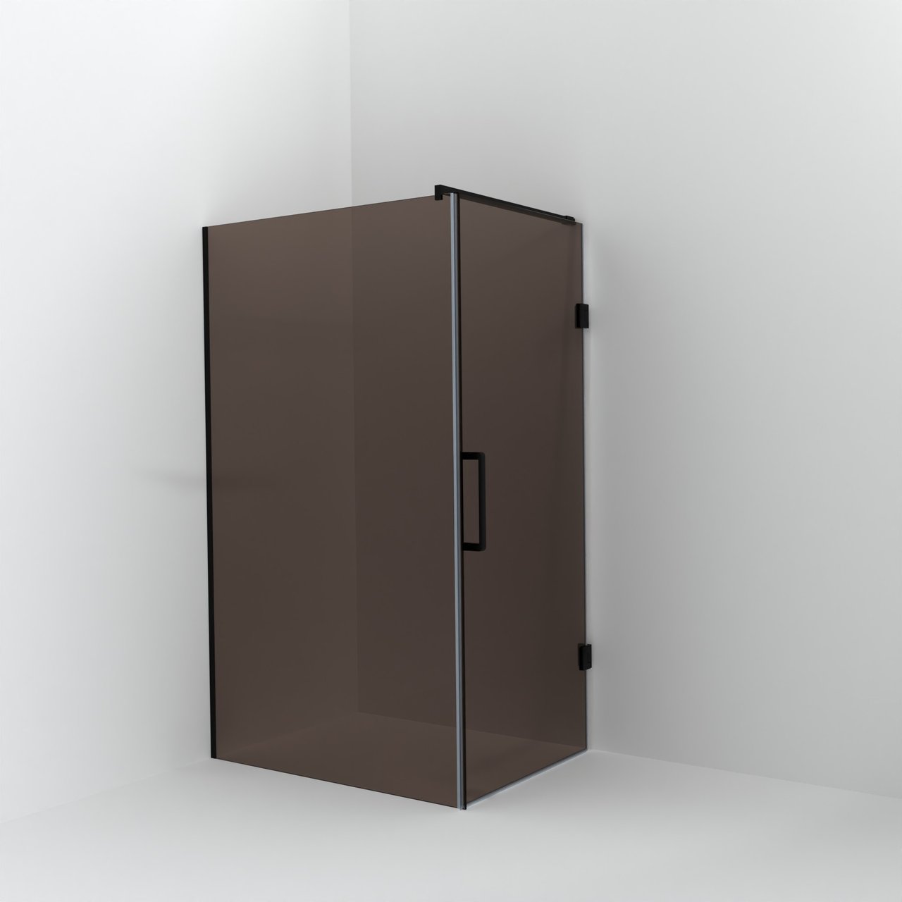 Balmani Modular douche à l'italienne avec porte: 120 x 200 cm avec porte 90 cm, Verre bronze, Profil Noir mat