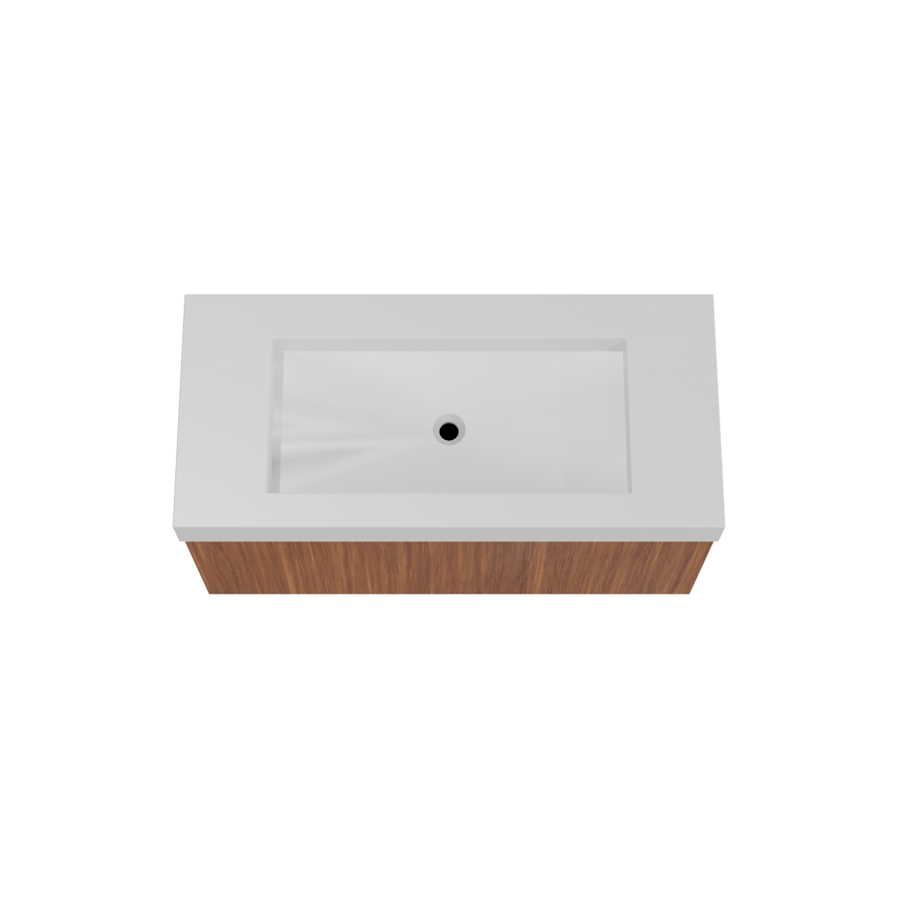 Balmani Sfera meuble salle de bains suspendu 120 x 55 cm noyer américain avec Modus lavabo simple pour 2 trous de robinet en solid surface blanc mat