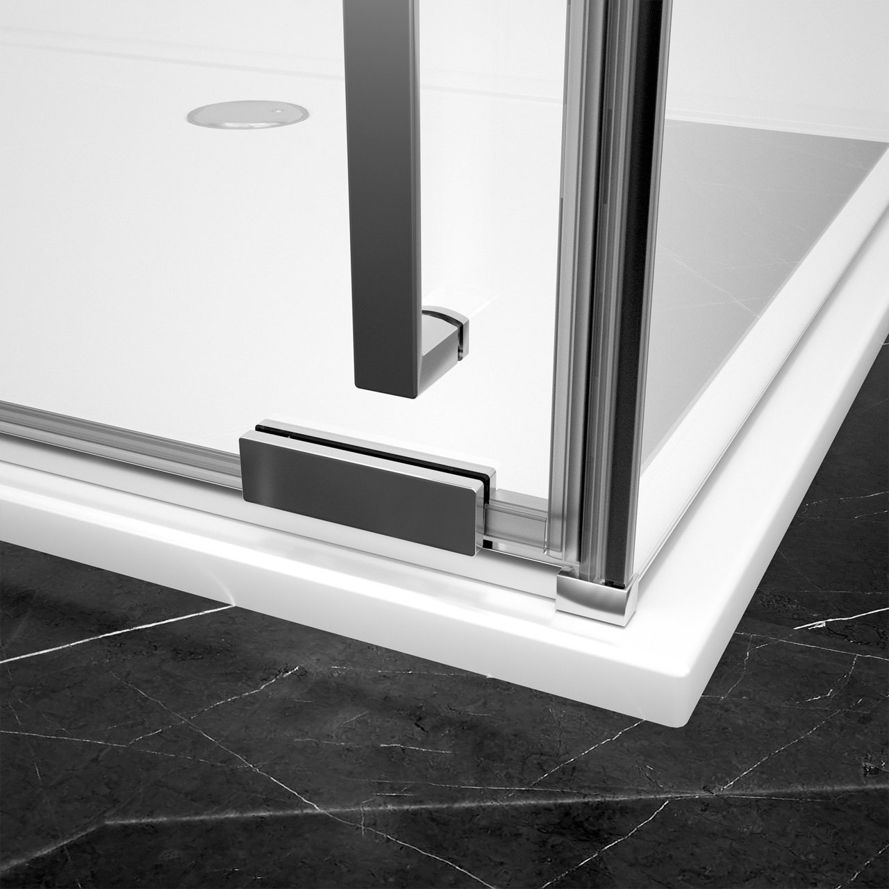 Luca Varess Stilus paroi de douche avec porte coulissante et paroi latérale fixe 120 x 90 cm verre transparent profil chrome brillant