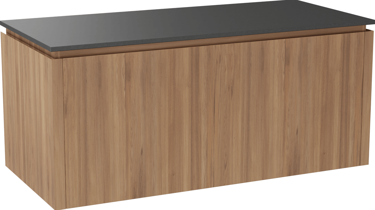 Balmani Eclips meuble salle de bains suspendu 120 x 55 cm Teck avec Stretto tablette simple en Granit noir