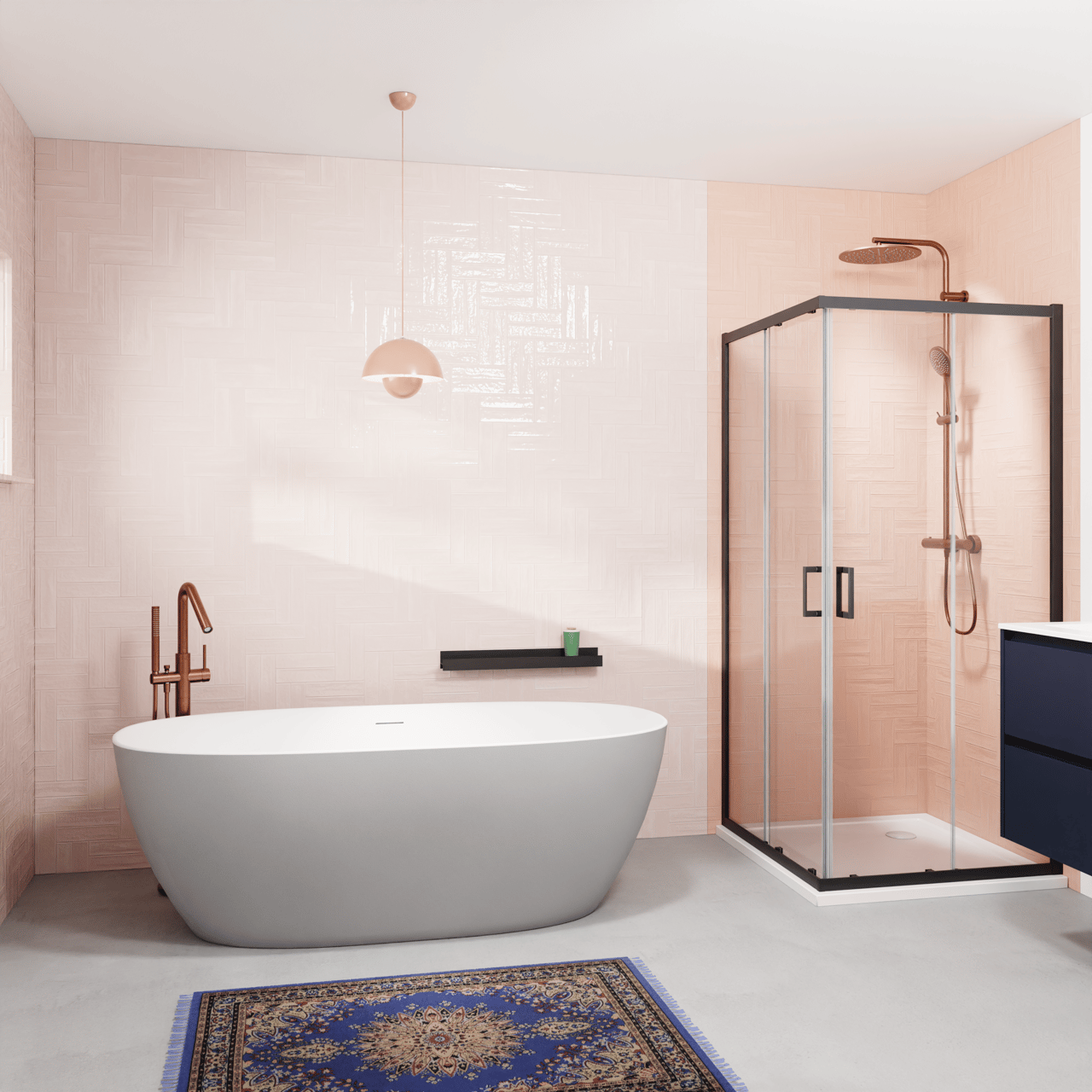 Luca Varess Marcia baignoire îlot 170 x 80 cm acrylique gris pierre mat