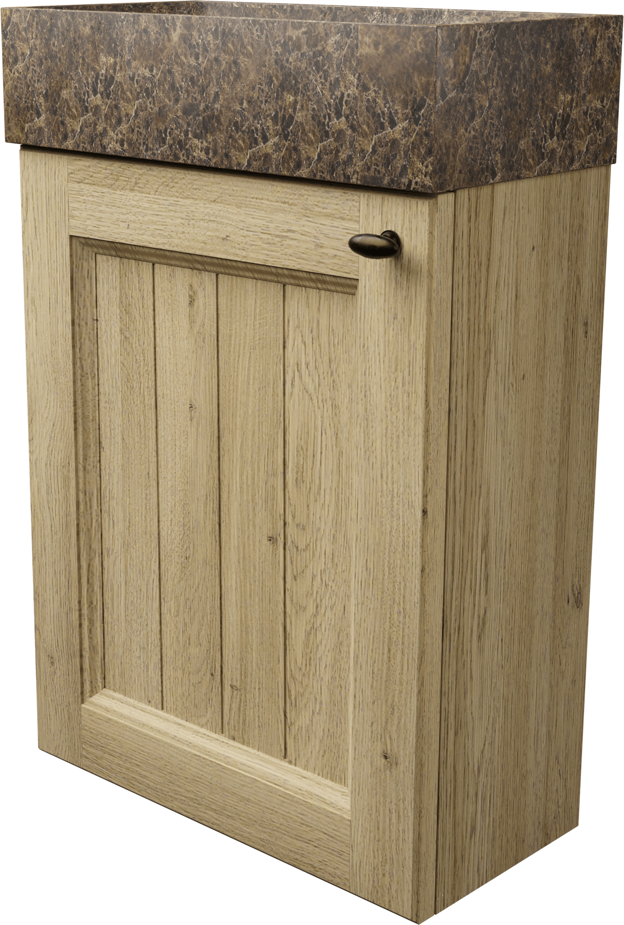 Balmani Lemon zwevend toiletmeubel 42 x 21 cm verweerde eik met Dama wastafel in Dark Emperador marmer