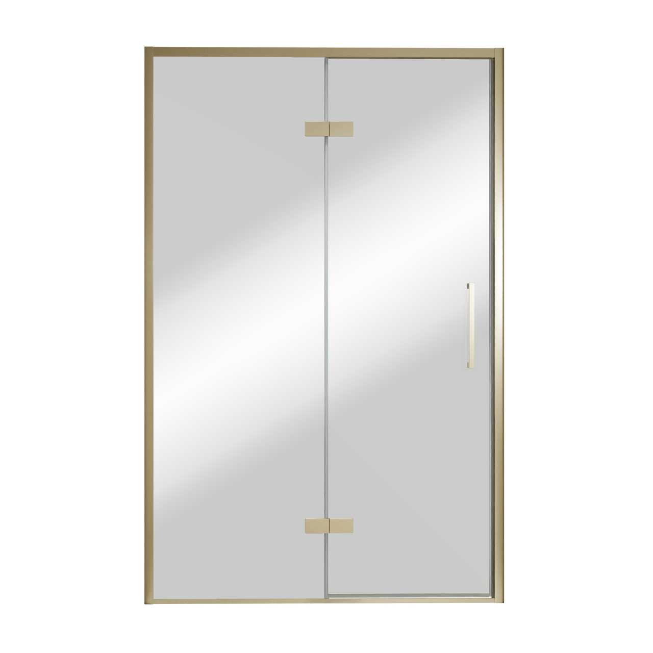 Balmani Senses Design Dusche Drehtür, Links, 140 cm x 210 cm, Reflex-Spiegelglas, Profil Brushed Champagner Gold