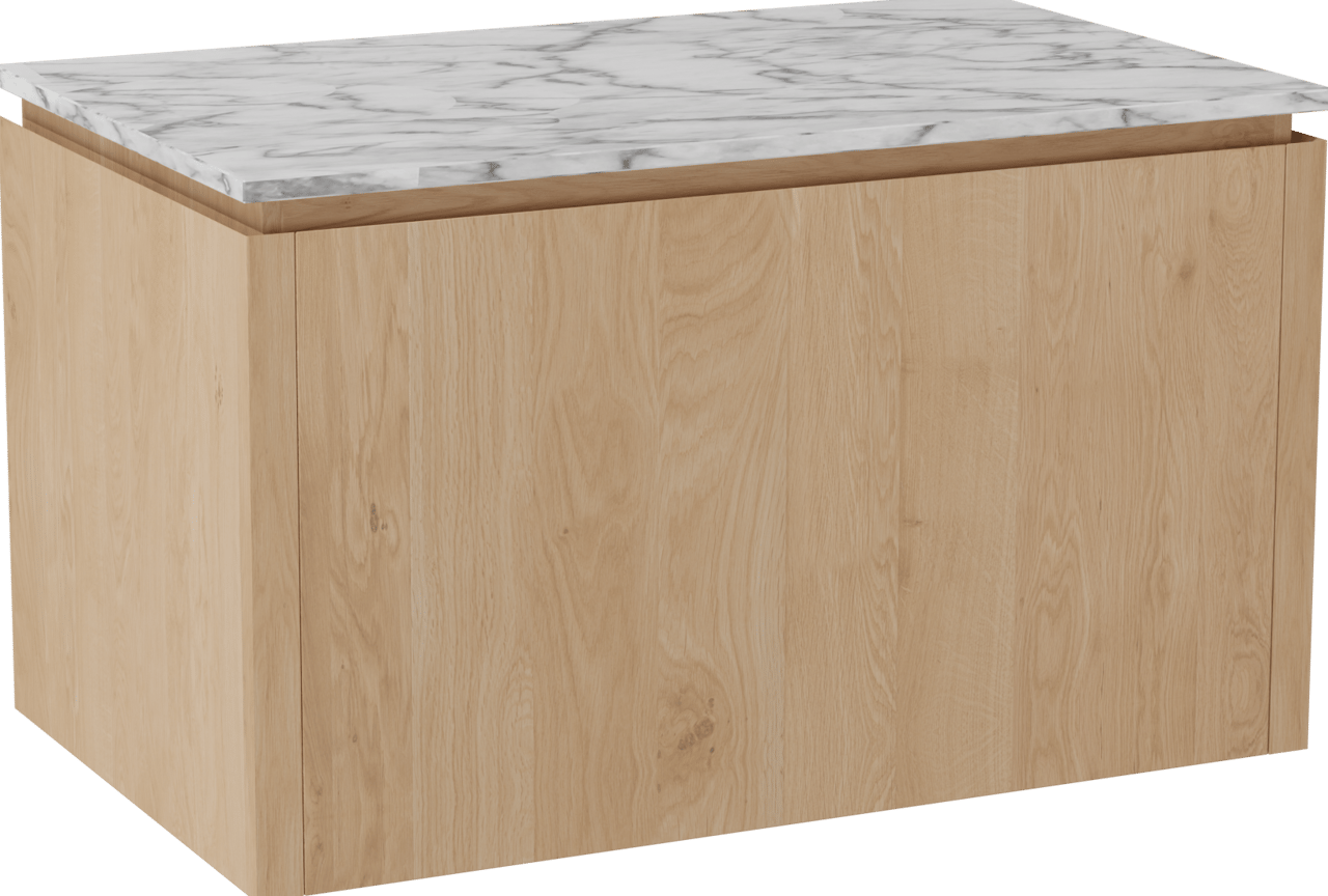 Balmani Eclips meuble salle de bains suspendu 90 x 55 cm Chêne naturelle avec Stretto tablette simple en Marbre Carrare