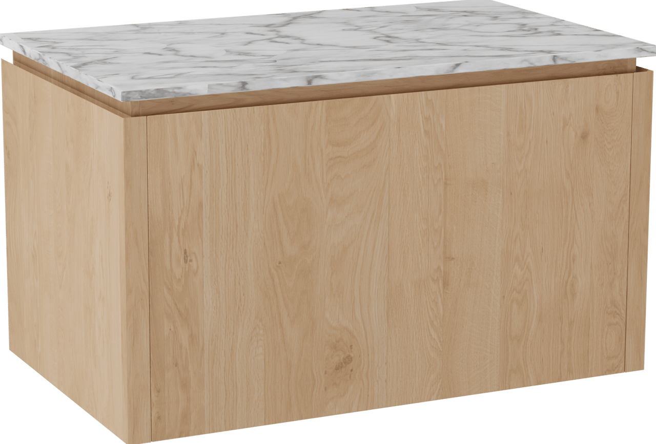 Balmani Eclips zwevend badkamermeubel 90 x 55 cm Natuur eik met Stretto enkel tablet in Carrara marmer