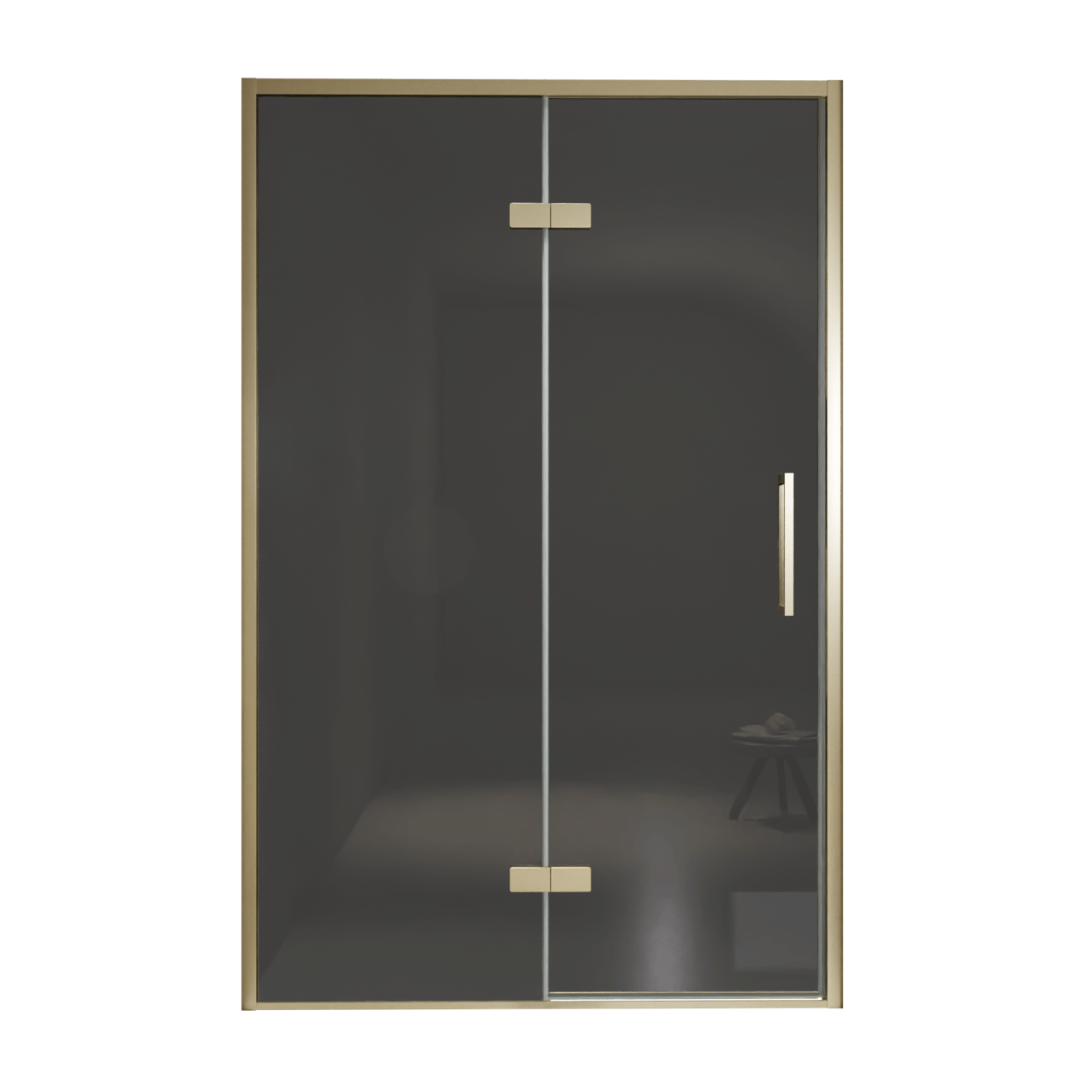 Balmani Senses Design douche draaideur links 140 cm x 210 cm Rookglas, Brushed Champagne Gold profielen