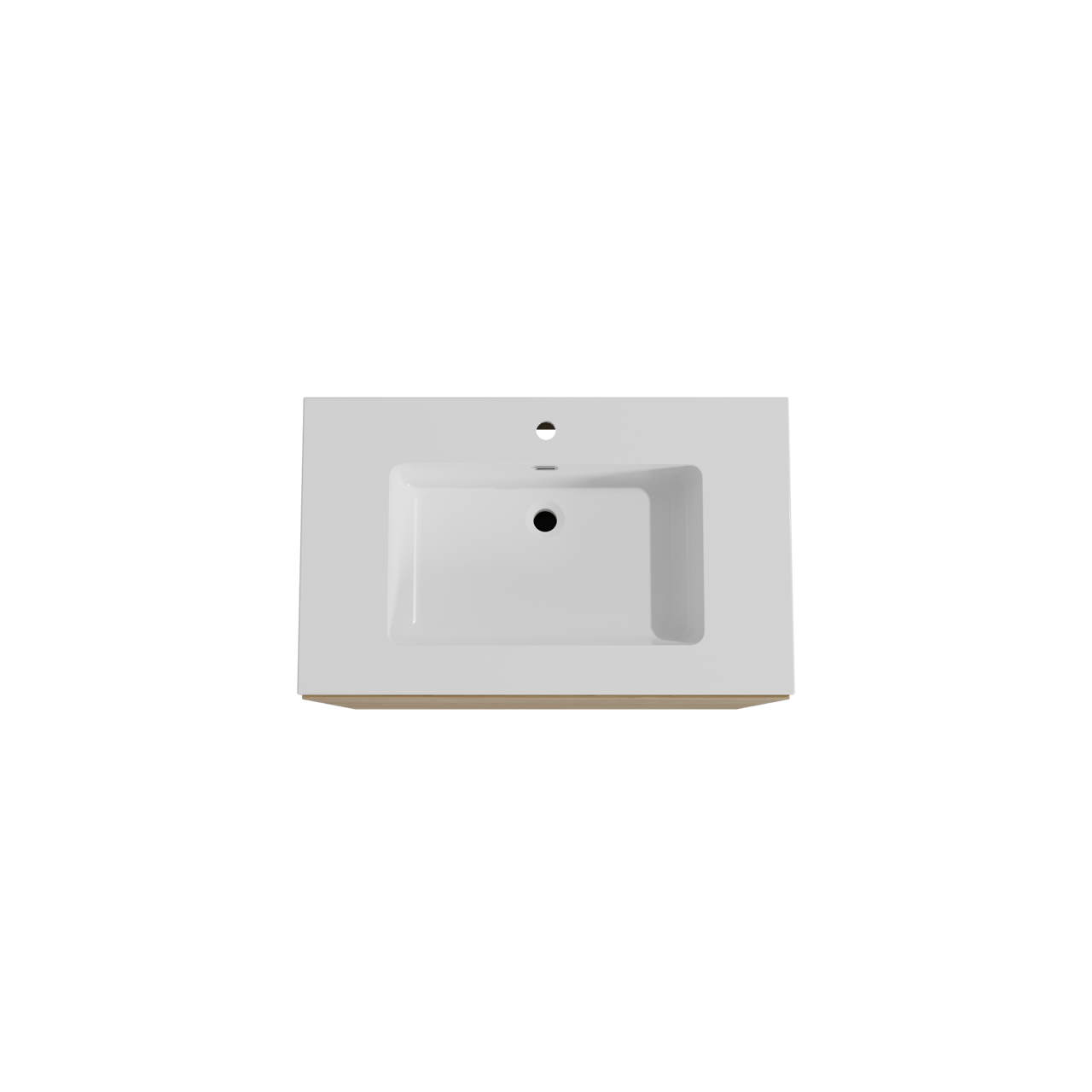 Storke Edge freistehendes Möbelstück Set: 85 x 52 cm, Rohe Eiche, mit Diva Einzelwaschtisch, Marmorkomposit Weiß glänzend