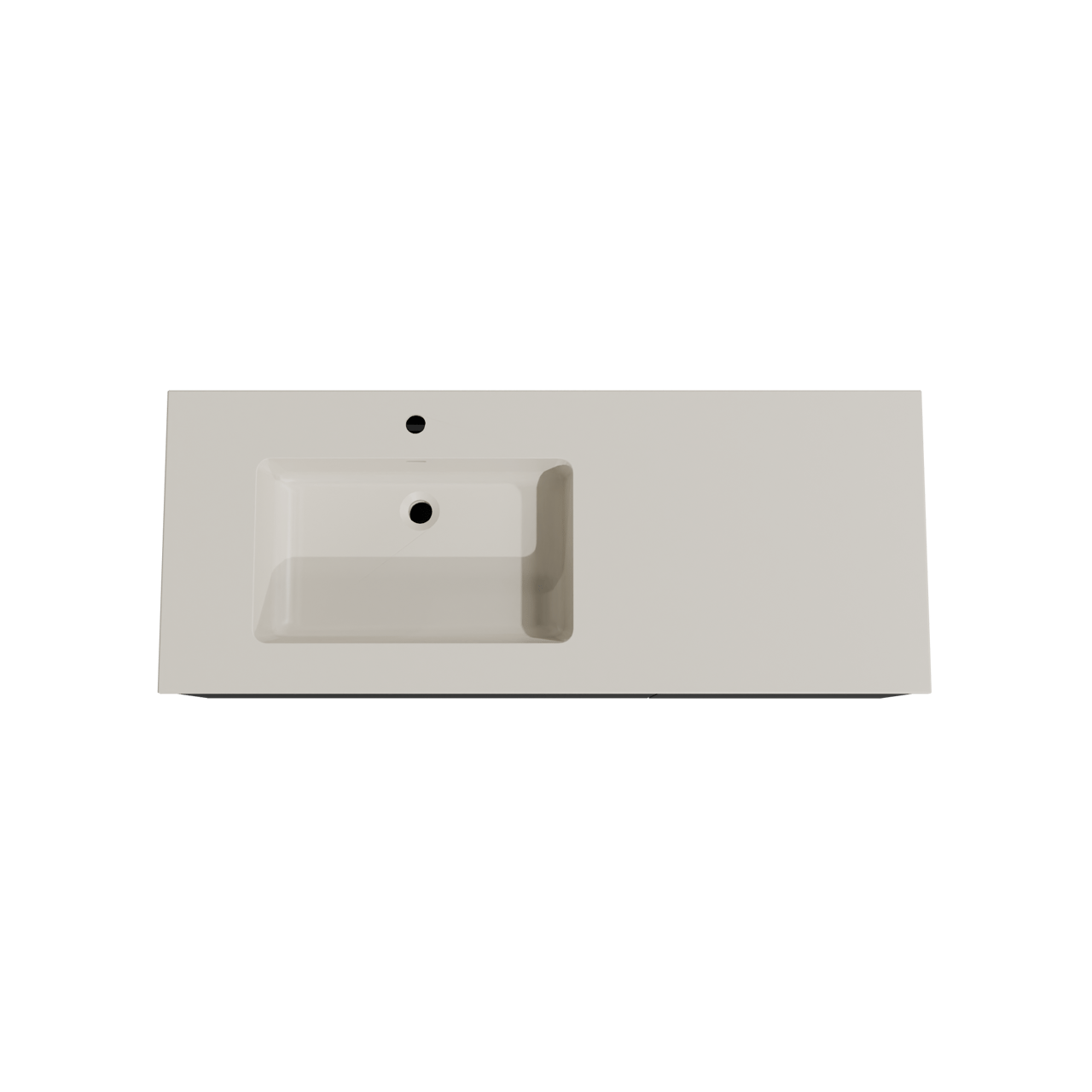 Storke Edge zwevend badkamermeubel 130 x 52 cm mat zwart met Diva asymmetrisch linkse wastafel in top solid zijdegrijs