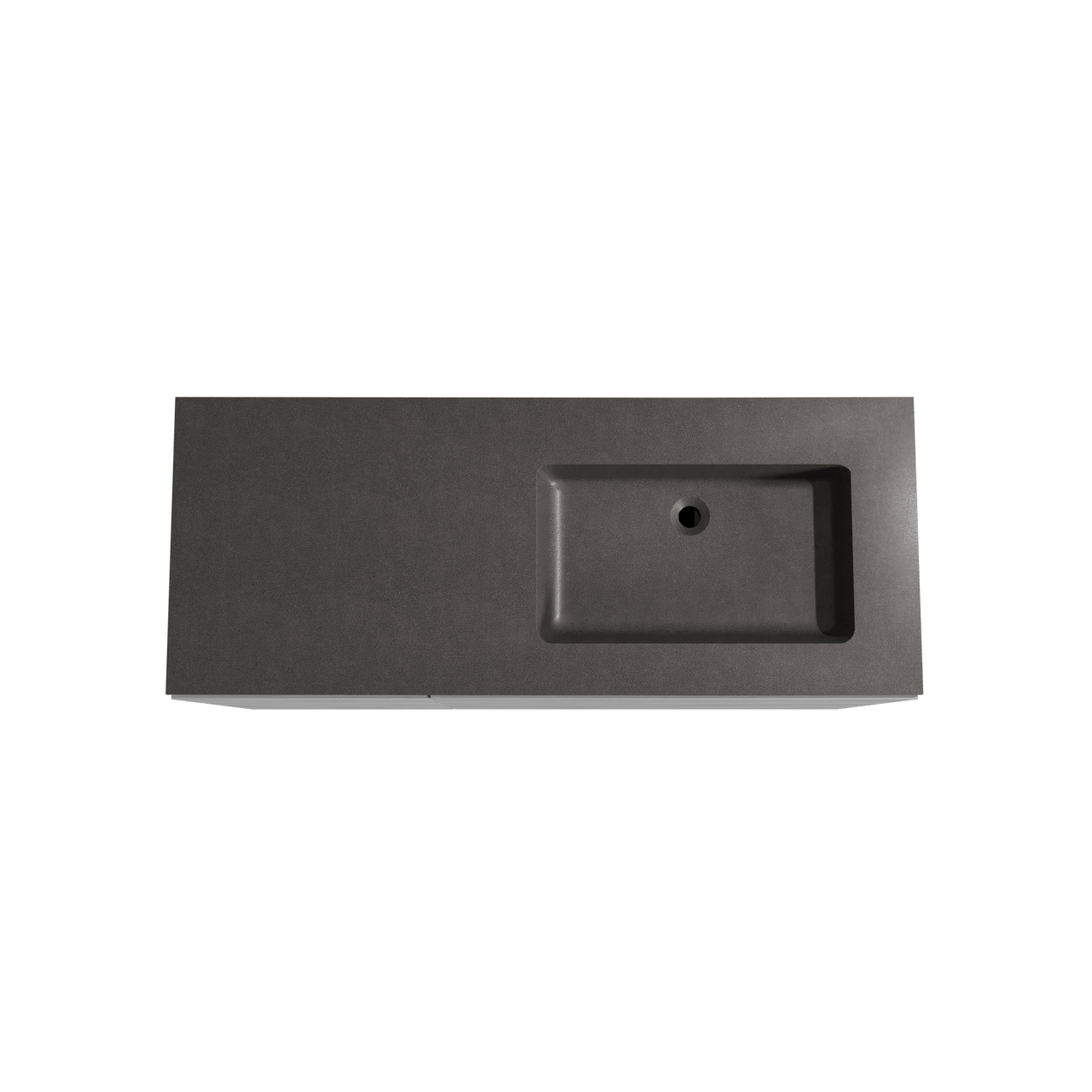 Storke Edge freistehendes Möbelstück Set: 130 x 52 cm, Beton dunkelgrau, mit Scuro Waschtisch rechts, Quarz Schwarz matt