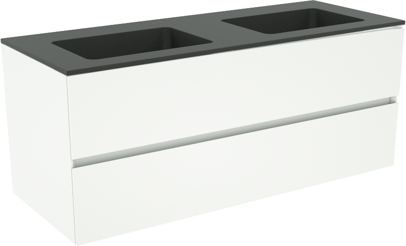 Storke Edge meuble salle de bains suspendu 120 x 46 cm blanc mat avec Scuro double vasque en quartz noir mat