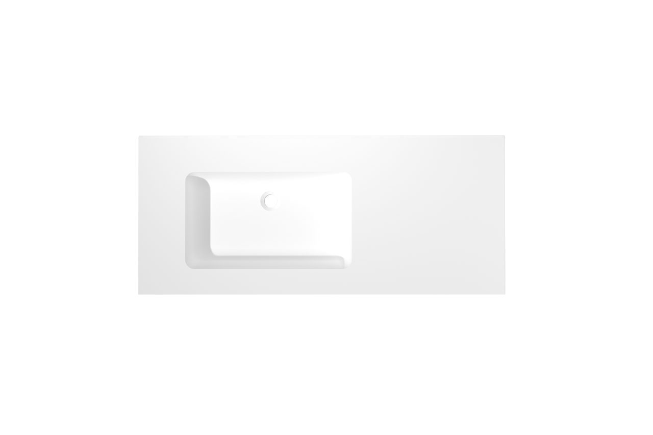 Storke Mata Waschtisch, links, Solid Surface matt, 120 x 52 cm, Schrankkombination 35 cm