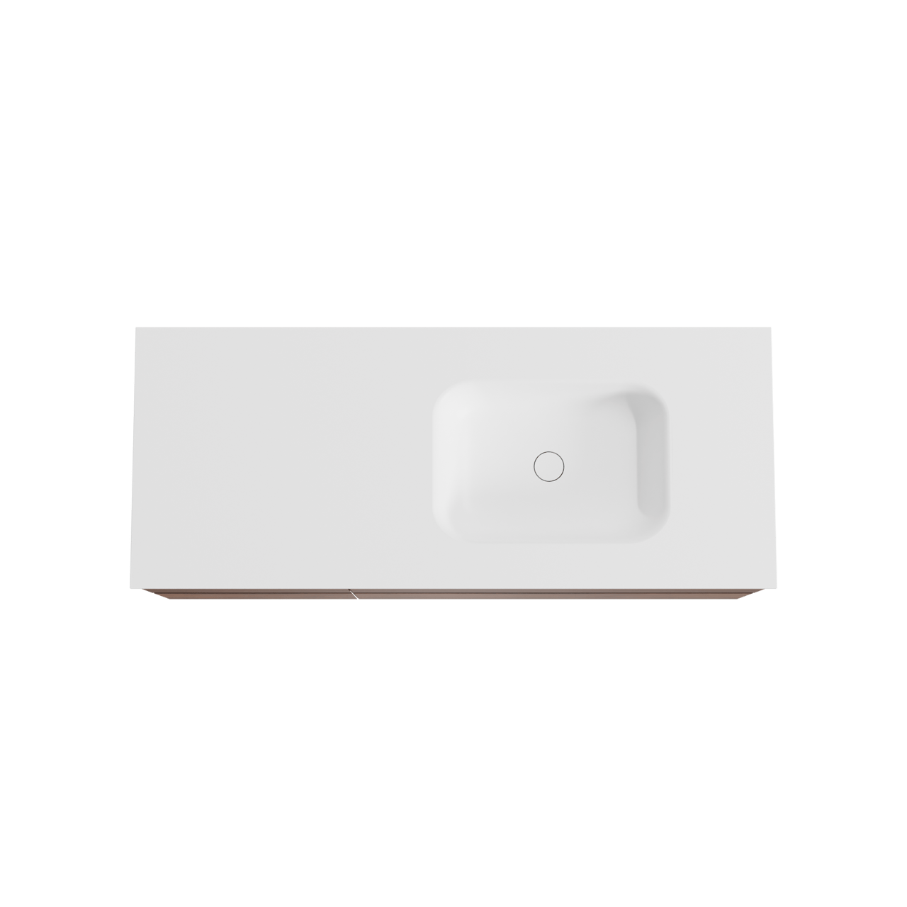 Balmani Mitra zwevend badmeubel 135 x 55 cm notenhout met Tablo Arcato asymmetrisch rechtse wastafel in solid surface mat wit