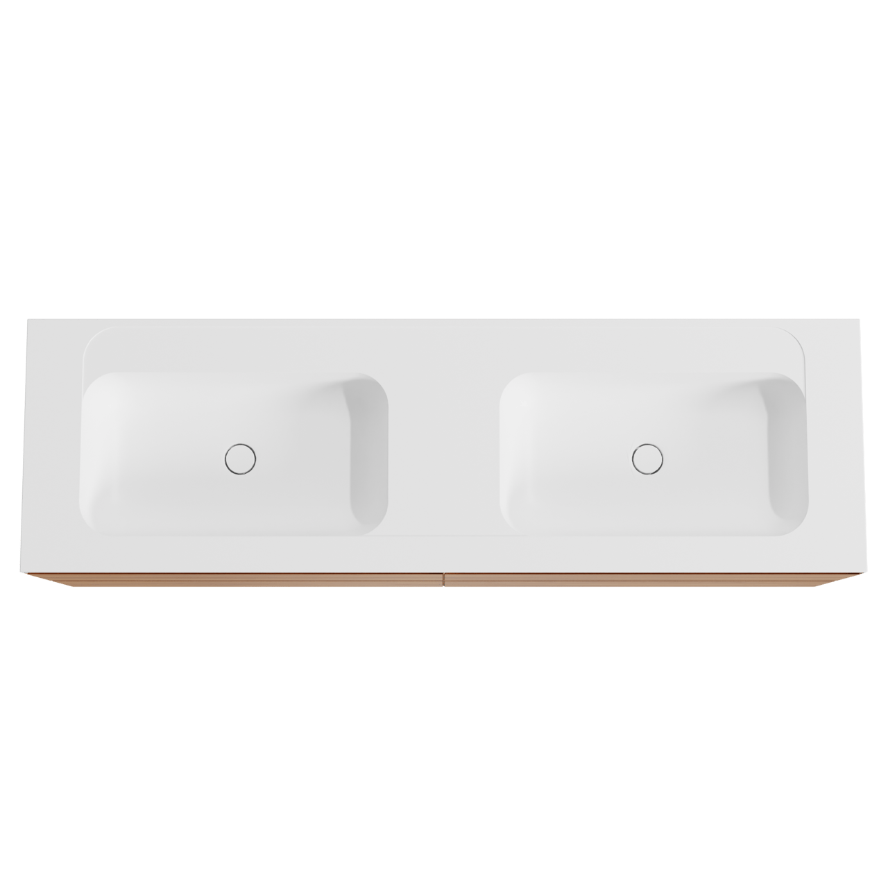 Balmani Mitra meuble salle de bains suspendu 180 x 55 cm teck avec Tablo Strada double vasque en marbre composite blanc mat