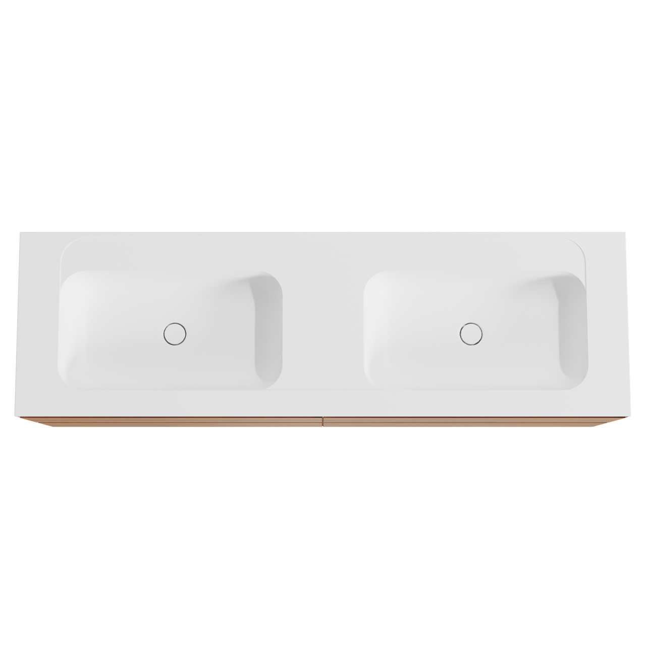 Balmani Mitra meuble salle de bains suspendu 180 x 55 cm teck avec Tablo Strada double vasque en marbre composite blanc mat