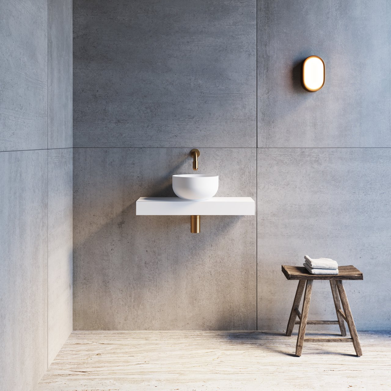 Balmani Nova Handwaschbecken: Solid Surface, Weiß Matt 60 x 20 cm