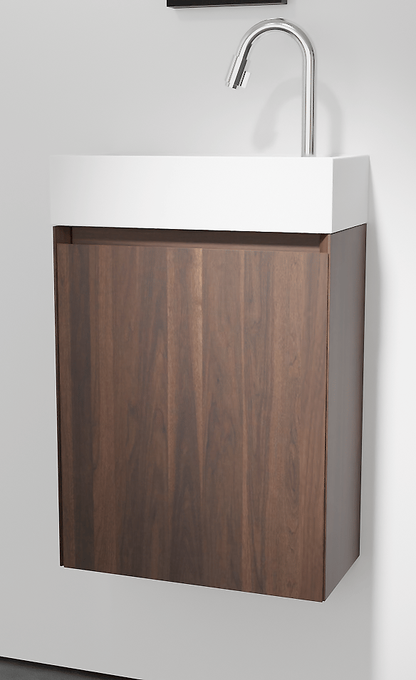 Balmani Mitra zwevend toiletmeubel 42 x 21 cm amerikaans notenhout met Dama wastafel in matte Solid Surface