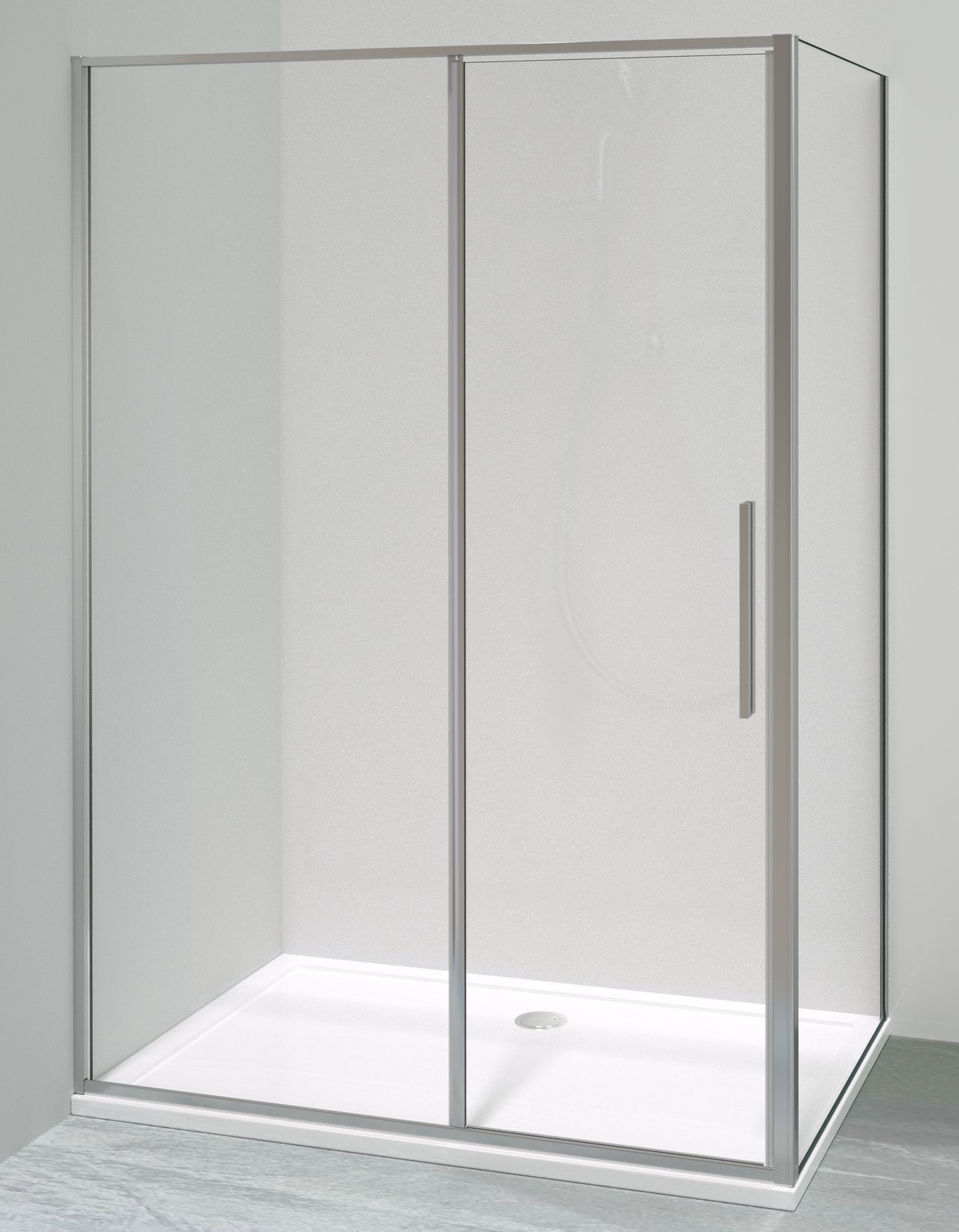 Luca Varess Morano douchecabine met draaideur en 2 vaste zijwanden 90 x 140 cm helder glas glans chroom profiel