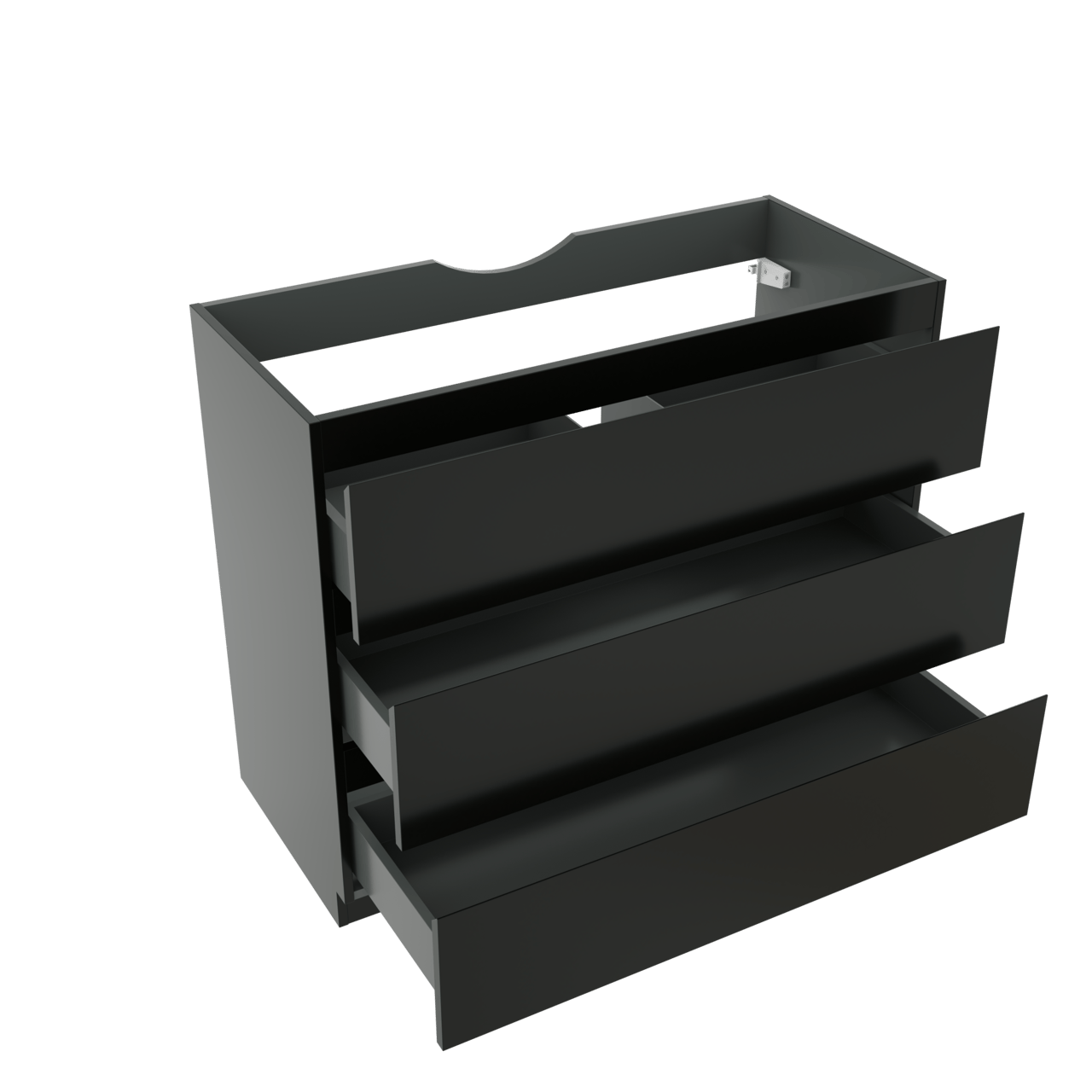 Linie Lado meuble sous-lavabo a poser 100 x 46 cm Noir Mat 3 tiroirs