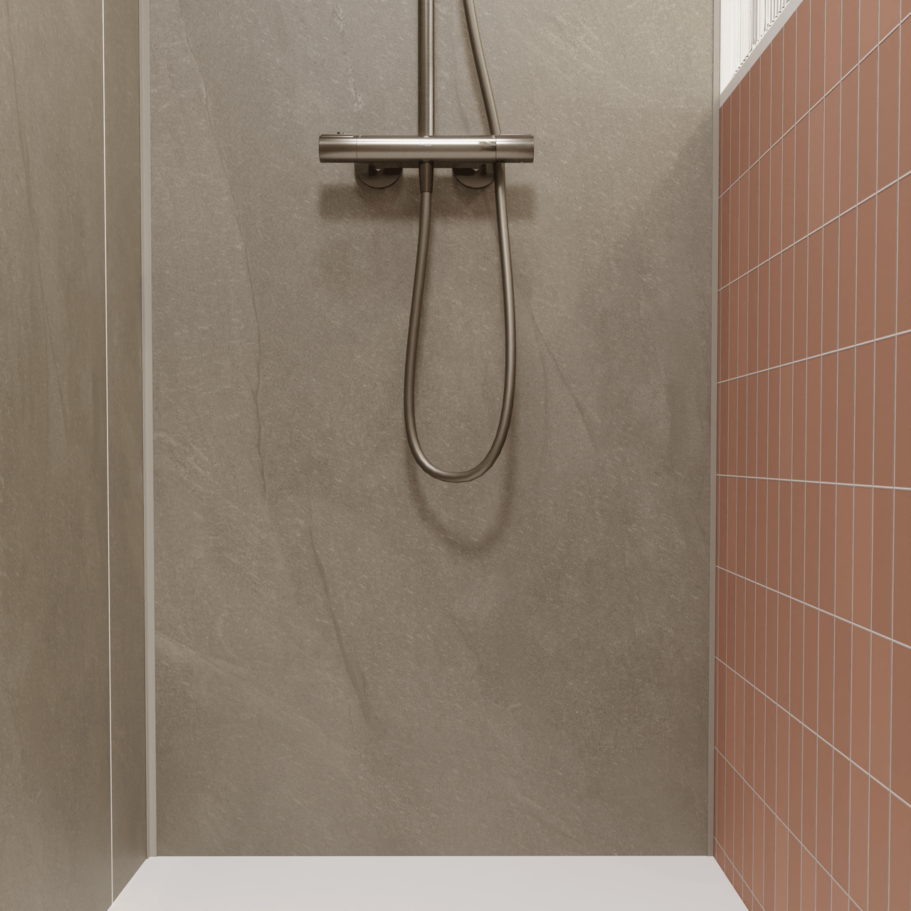 Luca Varess Groovy Duschrückwand Set 2 x 120x260 cm, SPC, Bali Light Grey